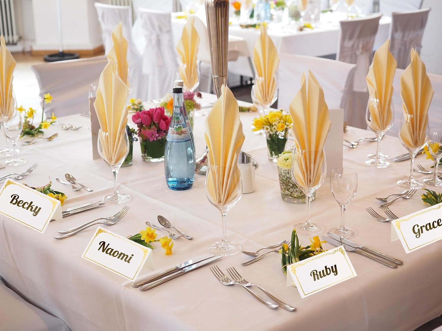 100 Pack Wedding Place Cards with Gold Foil Border