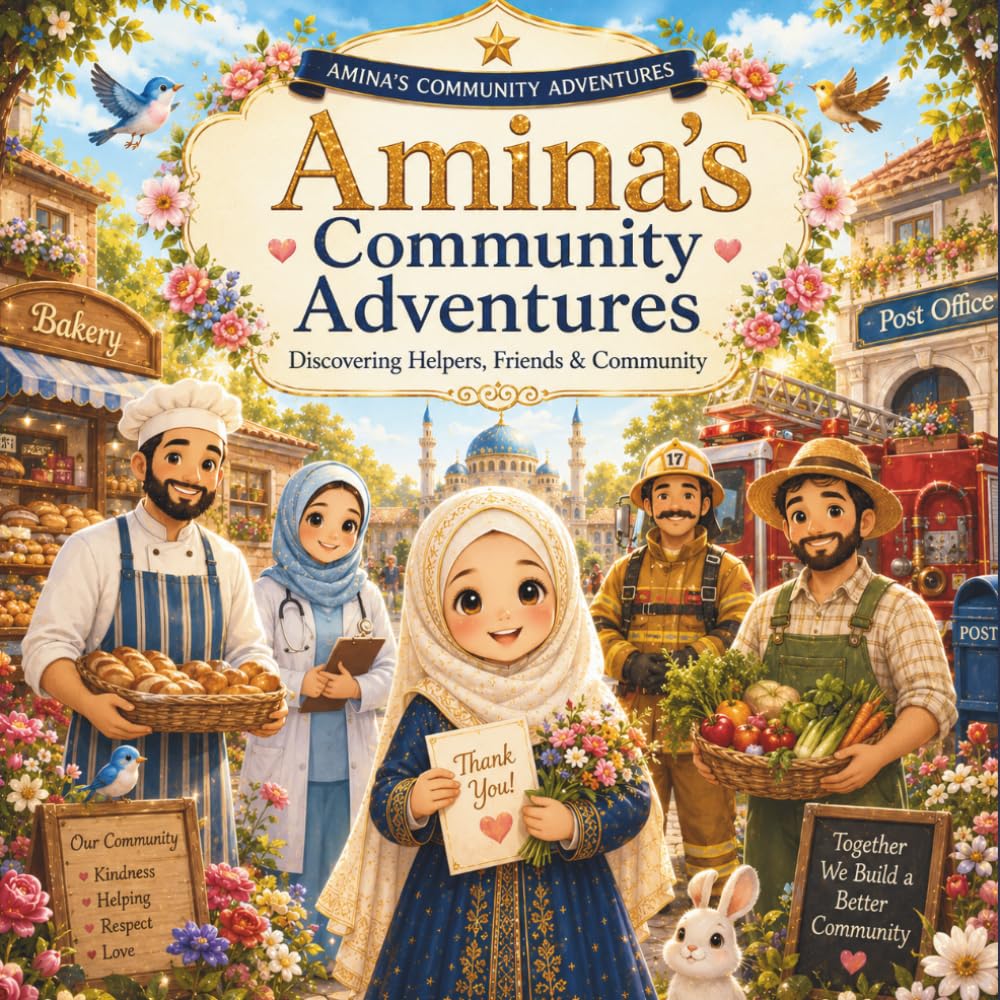 Amina's Community Adventures: Discovering Helpers, Friends & Community Through Kindness, Gratitude, Teamwork, and Character-Building Stories for Muslim Girls Ages 4–8