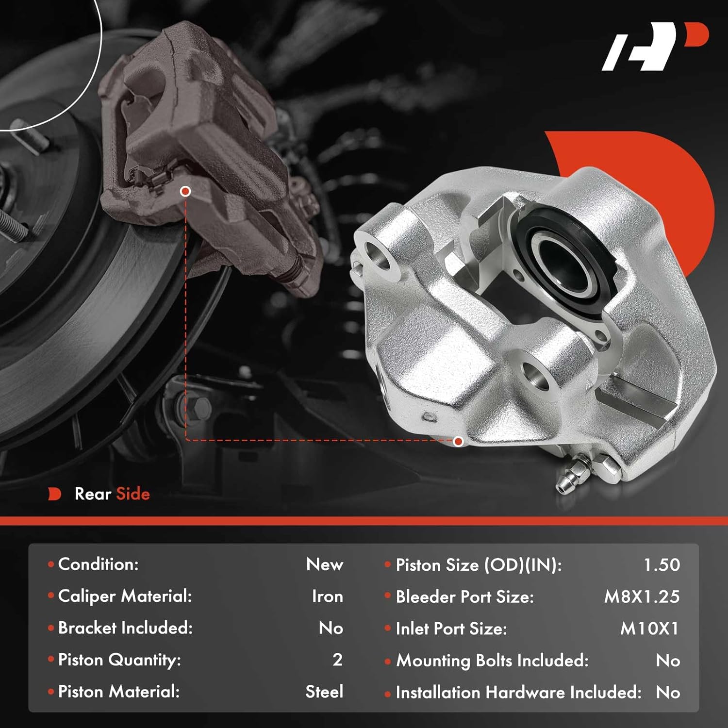 A-Premium Disc Brake Caliper Assembly Compatible with Mercedes-Benz Models - 560SEL, 240D, 280C, 280CE, 280CE, 280SE, 300CD, 300D, 300SD, 300SDL, 380SEL, 420SEL - Rear Side, 2-PC Set