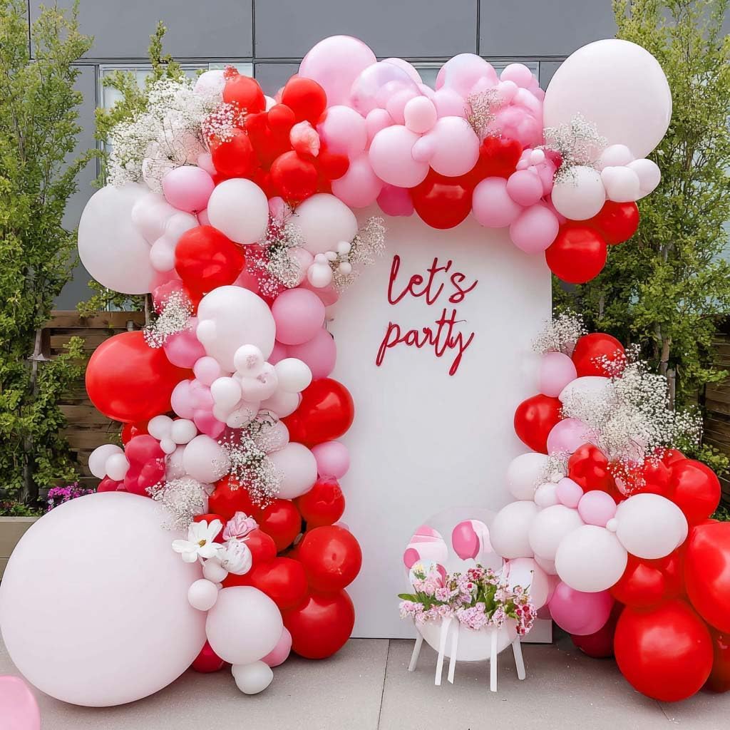 Captank Red White Balloons Double Stuffed Dark Red Different Sizes Balloon Garland Arch Kit For Anniversary Wedding Proposal Bridal Shower Graduation Birthday Party Decoration