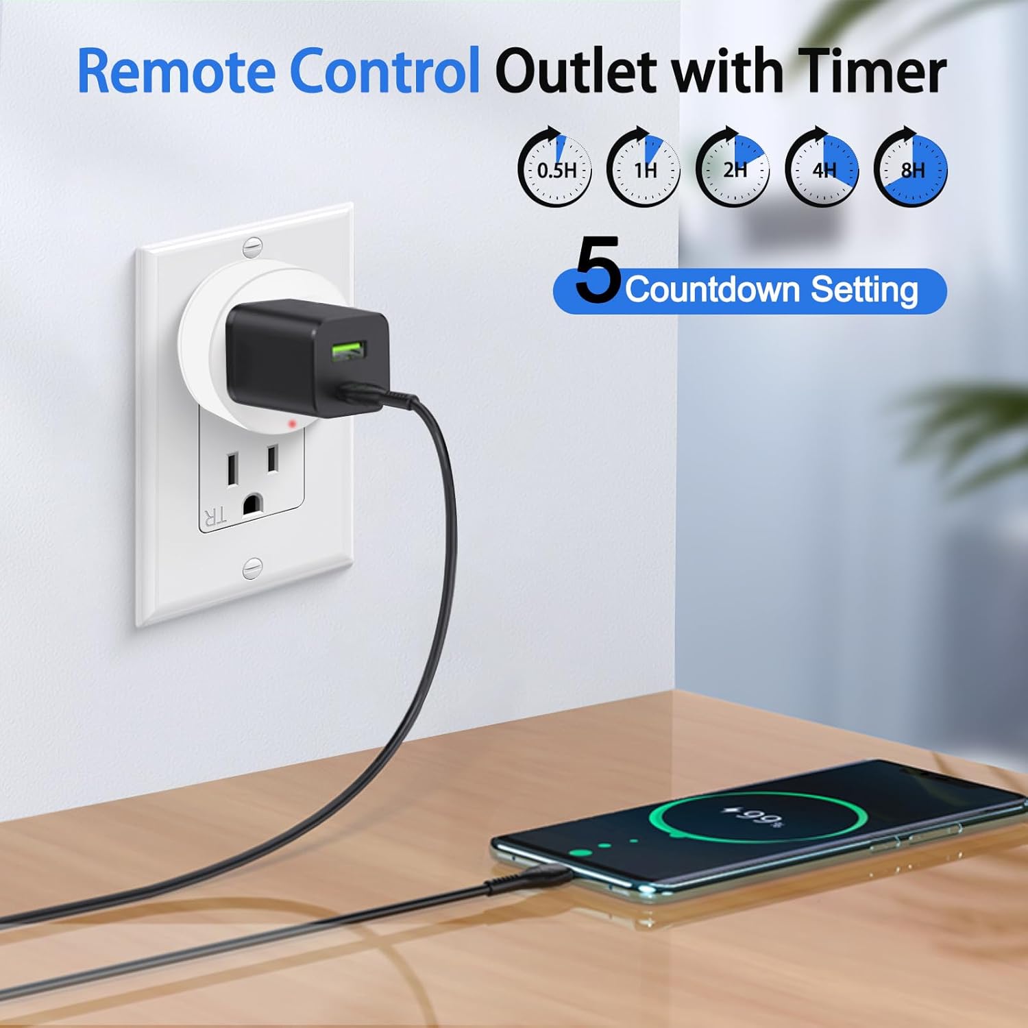 GREENCYCLE Remote Control Outlet, Remote Timer Switch, Plug in Light Switch Outlet, 500ft Range, 15A/1500W, for Lights, Fans, Christmas Lights, Household Appliance - Image 2