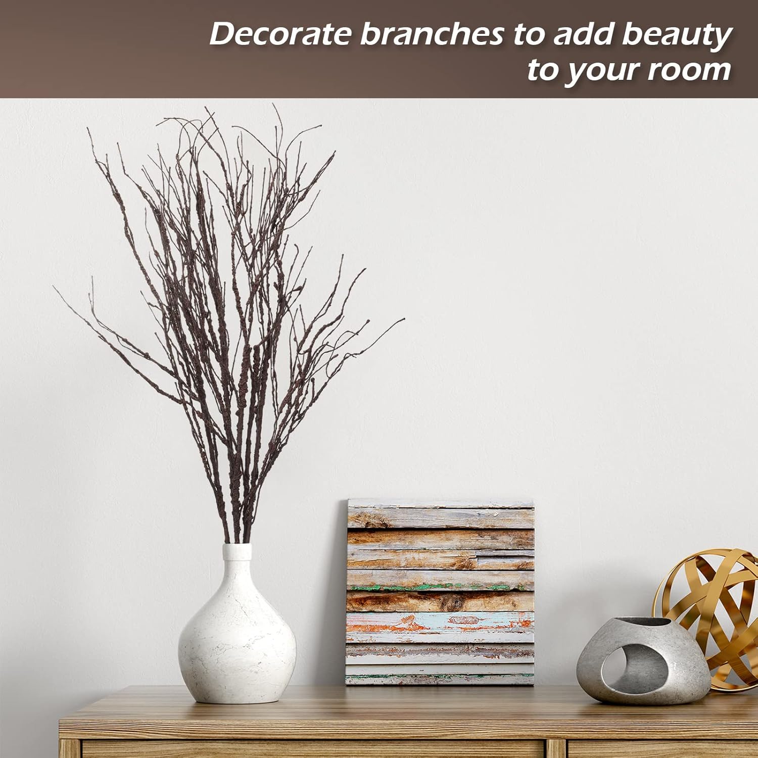 Yunsailing 20 Pcs 35.4'' Tree Branches for Halloween Decoration Fall Curly Willow Branches Twigs for Vases Tree Gifts Floral Dried Bendable Artificial Twigs for Autumn Decorative Sticks(Dark Brown)