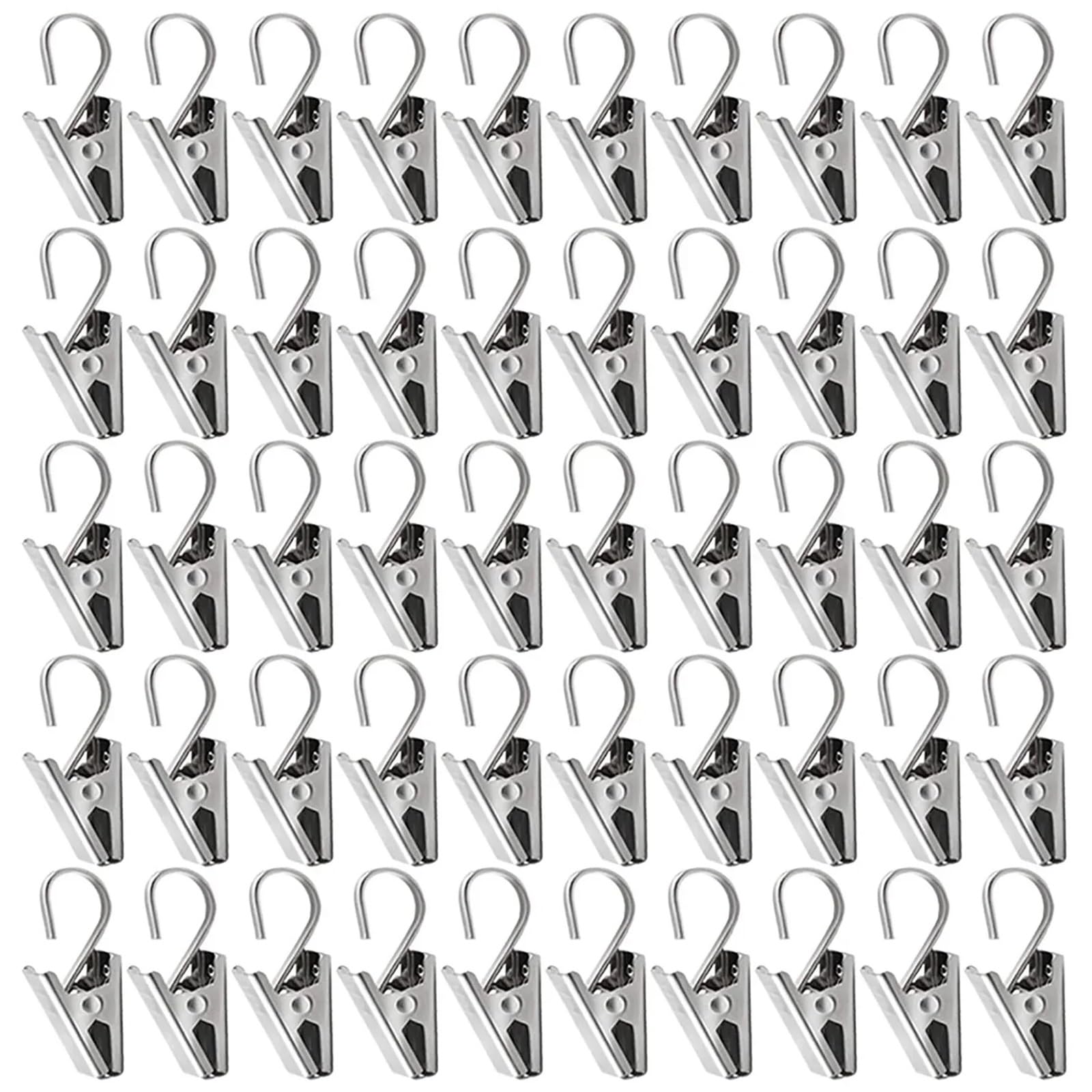 50Pcs Household Hook Clips Mini Metal Curtain Multifunctional Iron Sturdy and Enduring Window Accessories For Curtain
