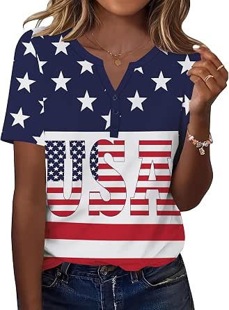 Women's Casual Summer Blouses with V-Neck and Button Details