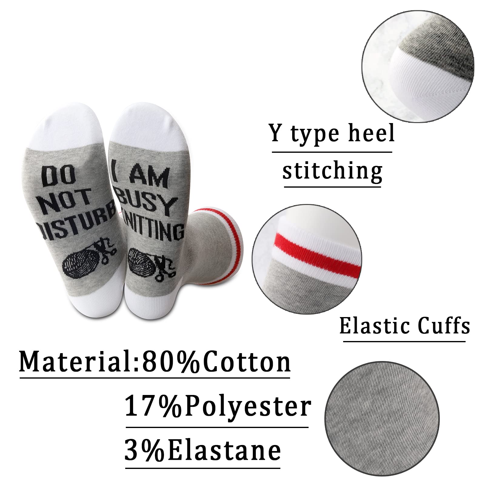 Generic Do Not Disturb I Am Busy Knitting Novelty Socks Grey-Knit Unisex Size L - Image 2
