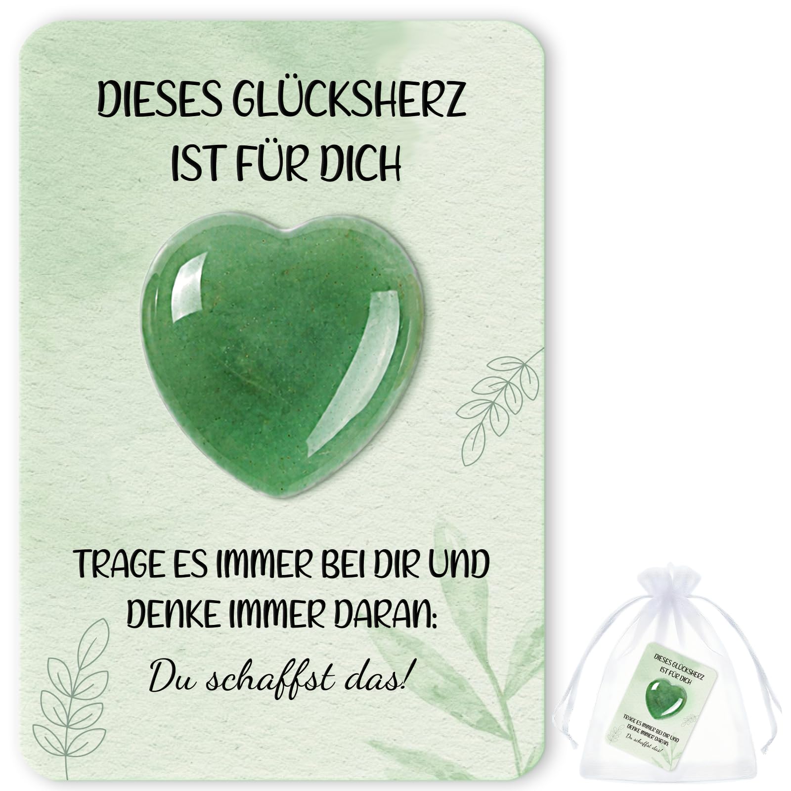 TUZELIYA Wunschstern Glückssteine Set – Rosenquarz, Aventurine, Amethyst mit Botschaftskarte im Organzasäckchen, Geschenk für Mama, Freundin, Kollegin