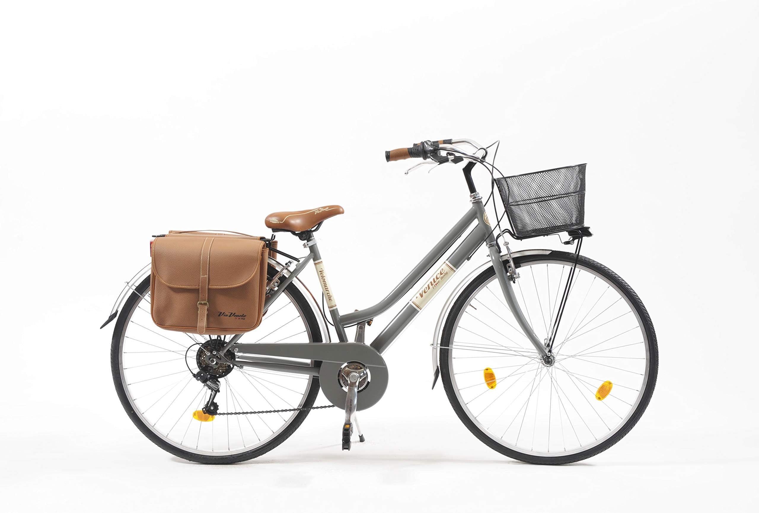 Venice I Love Italy - 6 Speed - City Bicycle 28 Inches wheel - Pro Frame bespoke grey "Grigio Gallante" - The Italian Fashion Bike Design - 100% Italian Hand Made