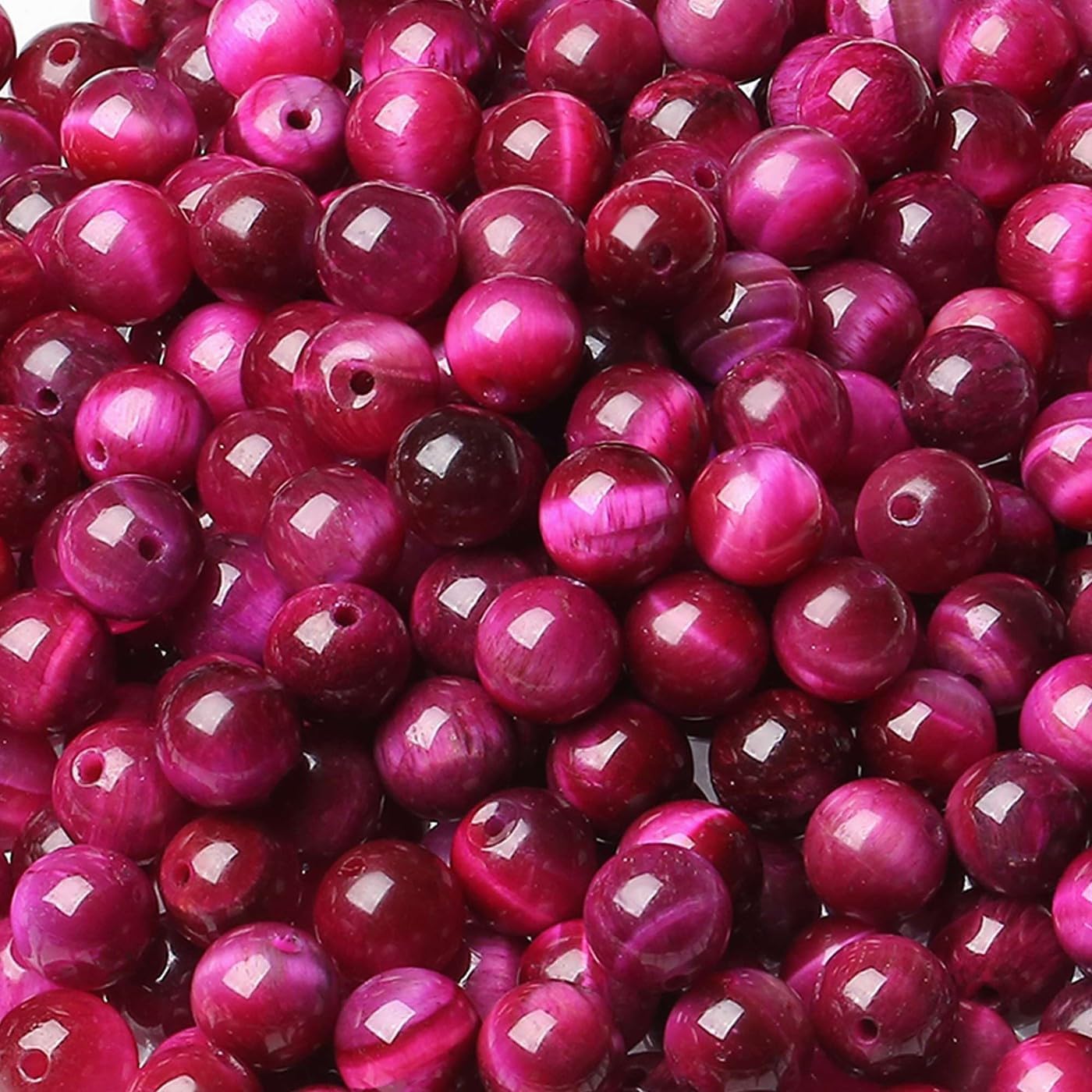 XIANNVXI Rose Pink Tigers Eye Beads 8mm Pink Round Beads for Bracelet Making for Jewelry Making 47 Pcs, W - Rose Pink Tigers Eye - Image 4