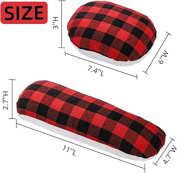 WRINGKIT 2 Pack Tailor's Ham, Solid Seam Roll Set, Linen and Doll Cotton Press Ham, Tailors Ironing Ham for Ironing, Darts, Collar, Long Seam, Red and Black Plaid