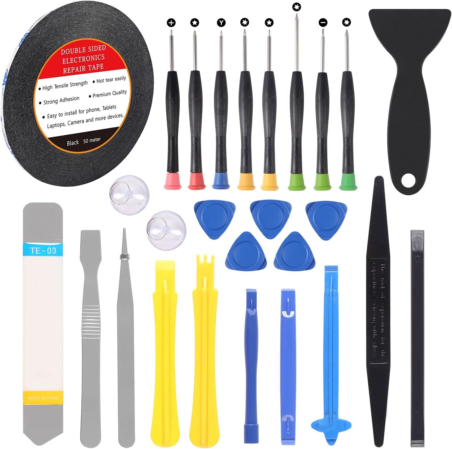 D-FLIFE 27 in 1 Professional Repair Tool kit Screwdriver Set incl 3mm Adhesive Tape for Various Smartphones and Tablets