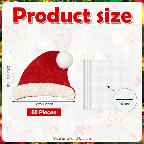Miniatura 2 de 60 calcomanías de fieltro para sombrero de Papá Noel para niños, Navidad con purpurina 3D, sombrero de Papá Noel, gorra de Santa con purpurina,