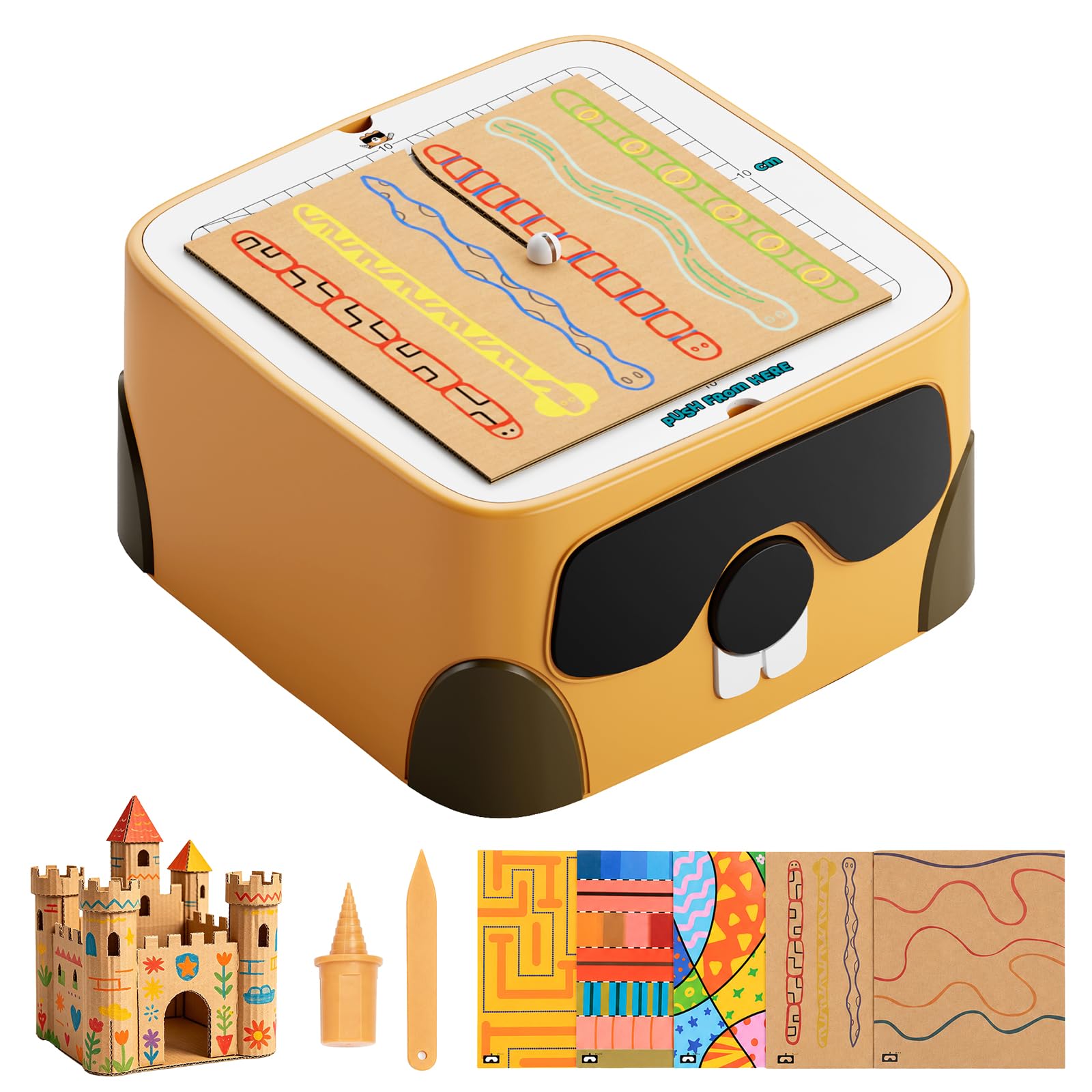 Coupe-Carton pour Enfants - Kit de Bricolage sûr avec Coupe-Carton pour Enfants à partir de 3 Ans - Carton et Carton - Modèles 3D créatifs - Fabriqué à la Main - Outil de Carton idéal pour la Famille