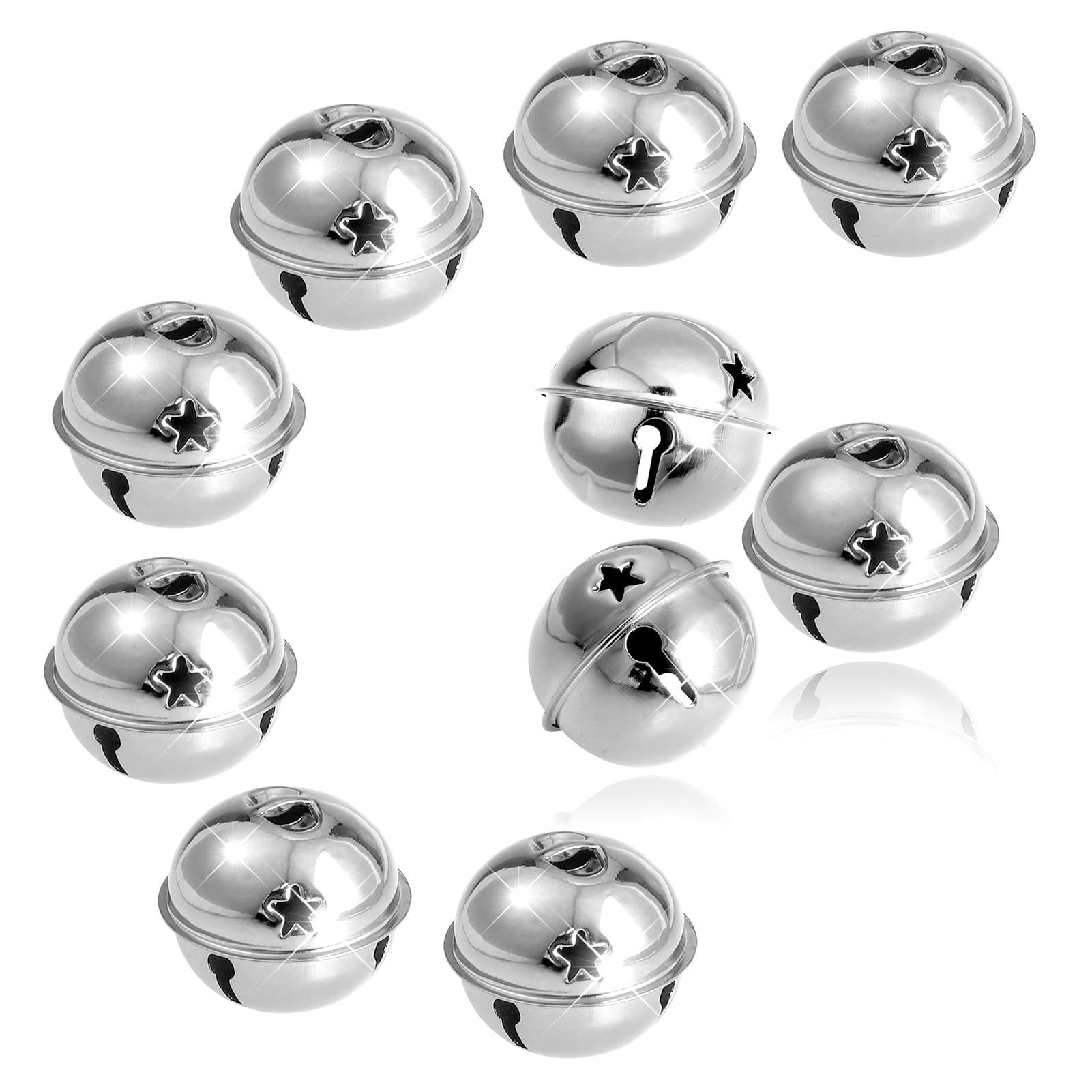 TOAOB10 Piezas Campanillas Navideñas de 5cm Plateadas Campanas Grandes de Metal para Decoración de Navidad Boda Cumpleaños para Fiestas Decorativas