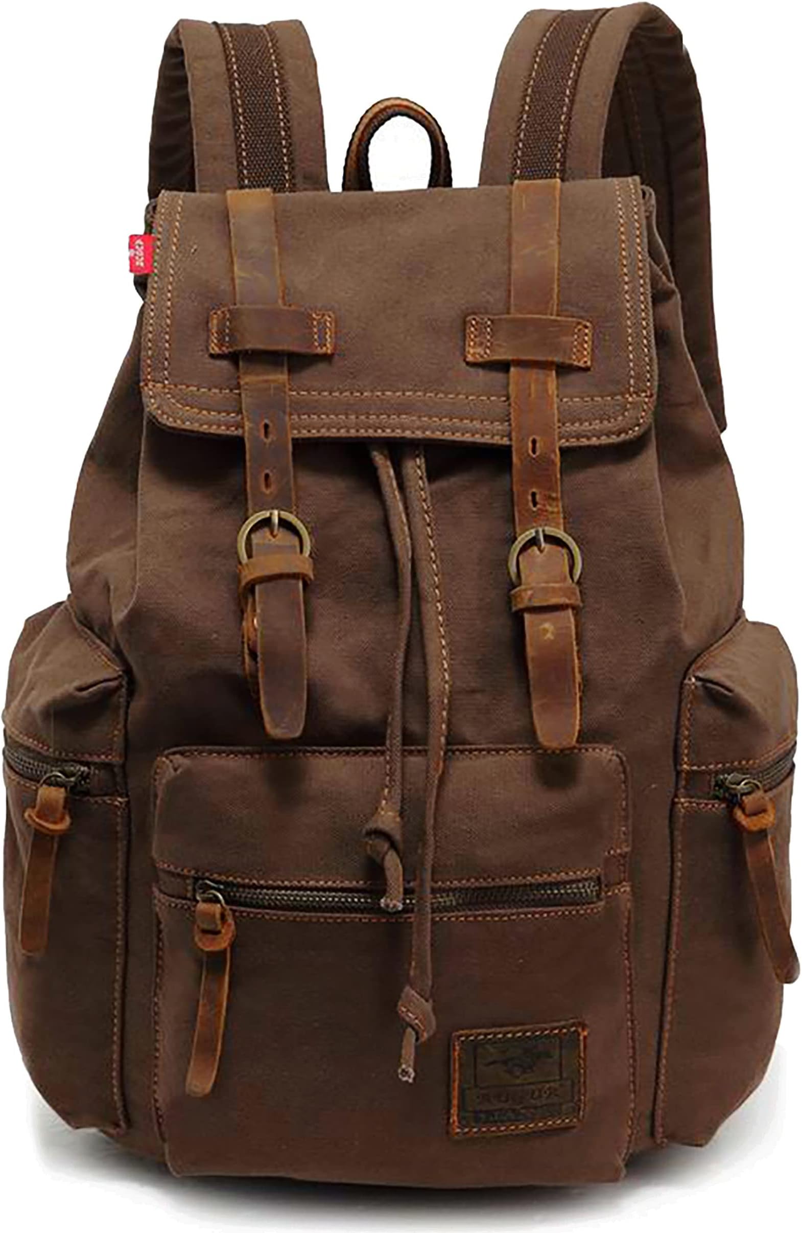 Vintage Canvas Backpack, HuaChen Mens Travel Rucksack for Laptop Hiking School Bookbag