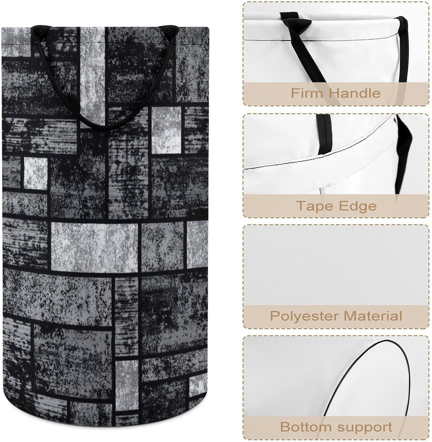 Abstract Gray Laundry Basket 86L Laundry Hamper | Collapsible Clothes Hamper with Reinforced Handles Waterproof Tall Foldable Dirty Clothes Basket for Hotel, Home, Closet