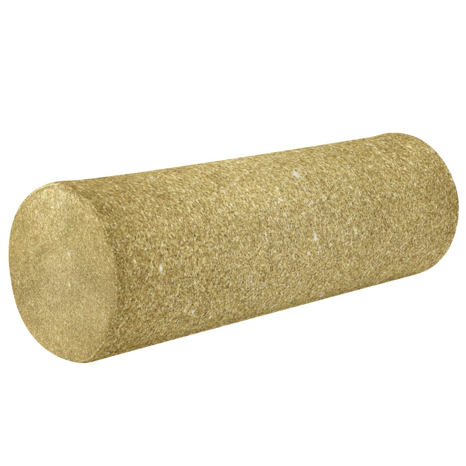 Gredecor Gold Yellow Glitter Cylinder Round Pillow for Neck Pain Relief, Soft Breathable Bolster Travel Memory Foam Pillow with Washable Cover for Bed