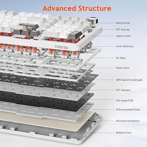 Miniatura 5 de Teclado mecánico inalámbrico para juegos, conectividad trimodo (Bluetooth 5.0/2.4GHz/USB-C), intercambiable en caliente, retroiluminación RGB