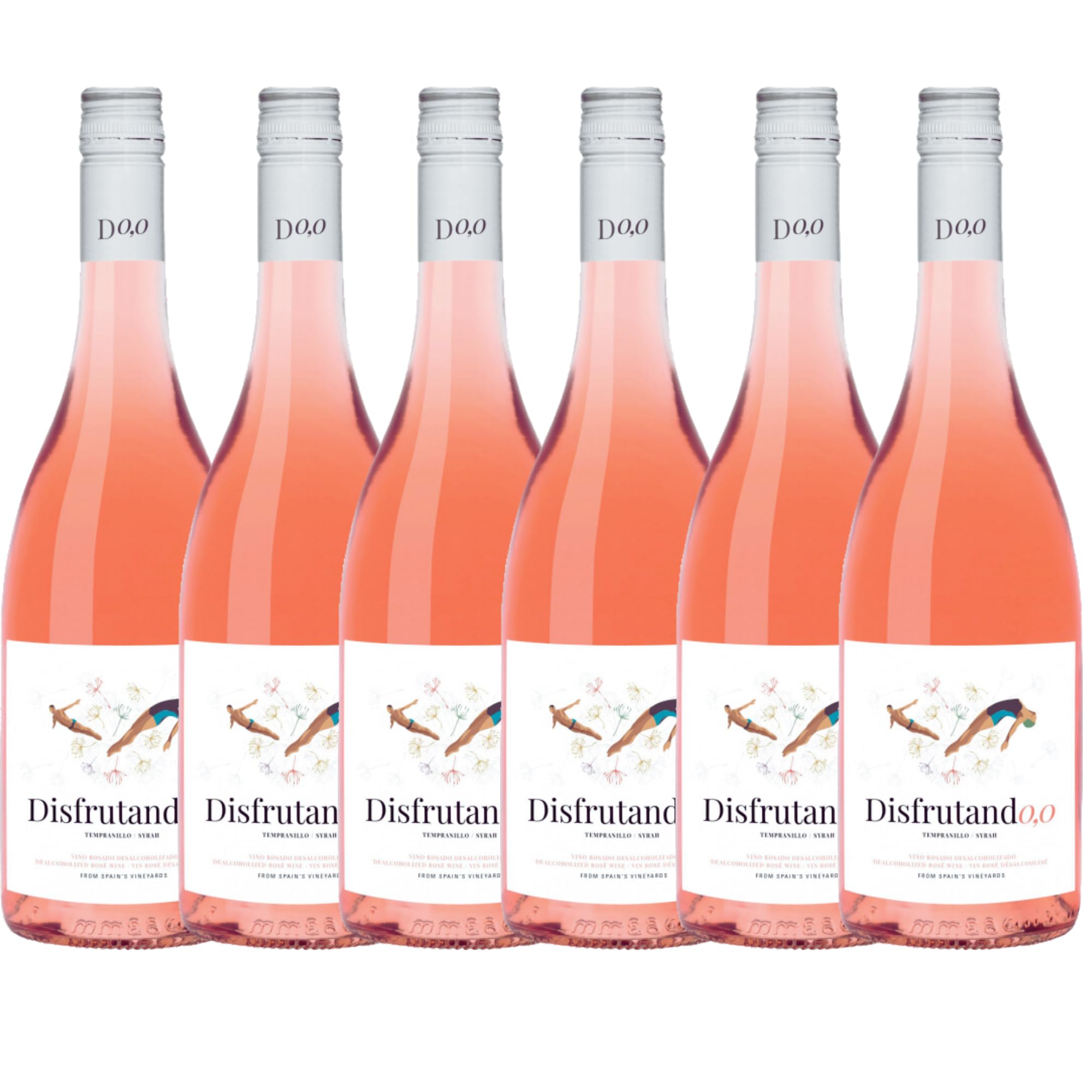 Disfrutando 0,0 Rosado | Vino Rosado Sin Alcohol con Sabor Refrescante y Colorido | Para Disfrutar con los Tuyos | Pack 6 Botellas 75cl