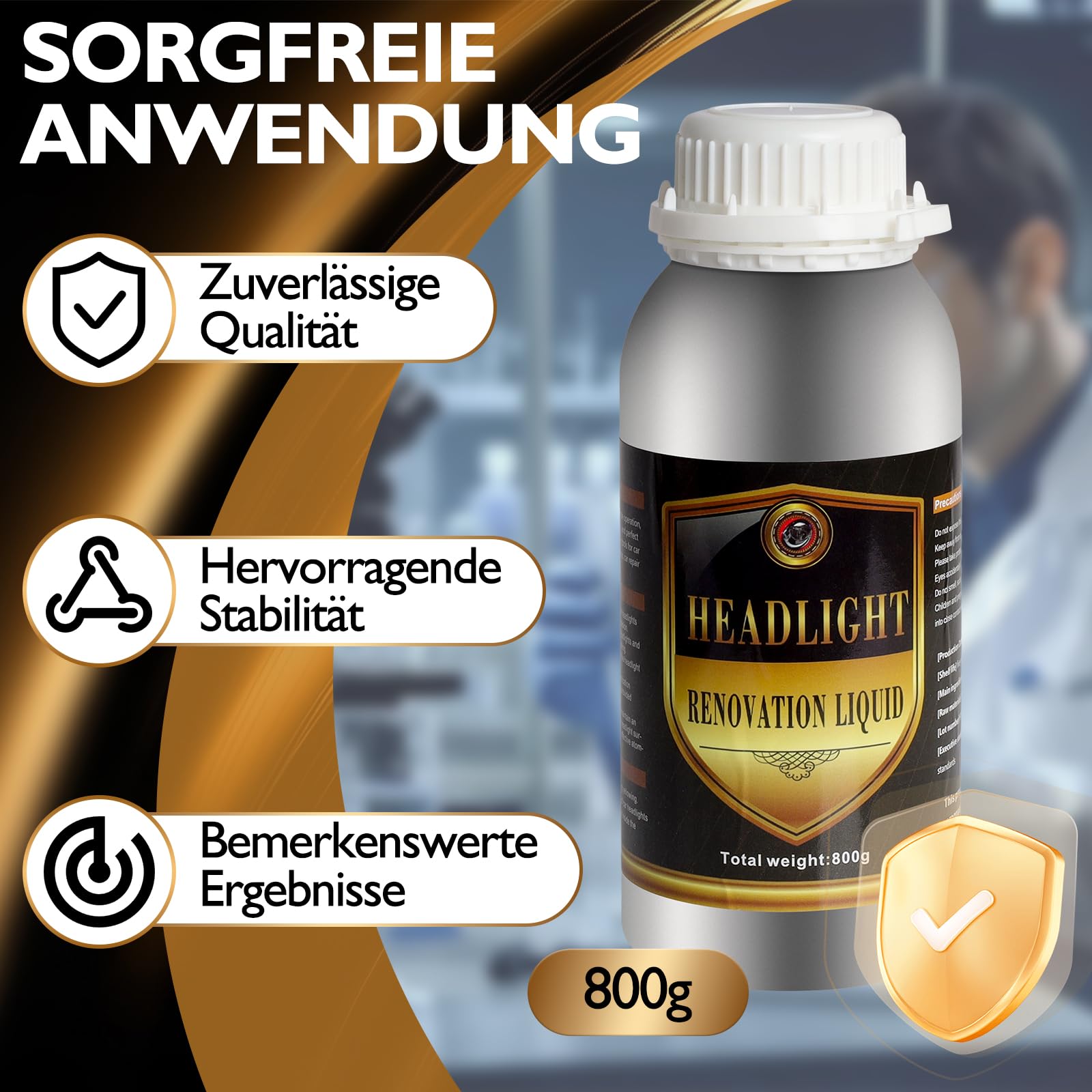 Scheinwerfer Aufbereitung Set, 800g Reparaturflüssigkeit Scheinwerfer Polierset, Scheinwerfer Bedampfen Set für Vergilbung Kratzer Vage