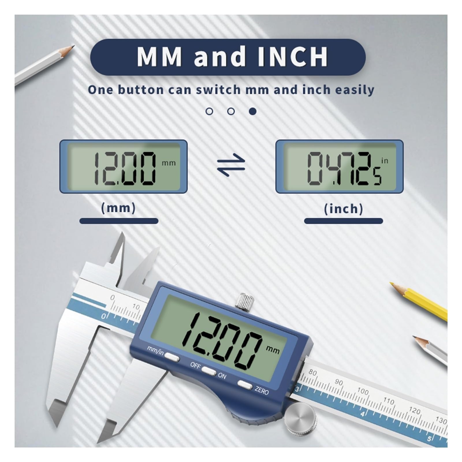 Calibrador digital Acero inoxidable 0-150 mm MM/Pulgada Calibrador Vernier de alta precisión de 0,01 mm herramientas de medición