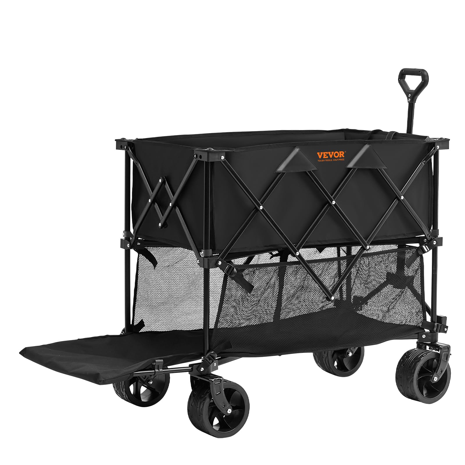 VEVOR Bollerwagen 1320 x 565 x 1065 mm Kinderwagen aus 600D Oxford-Stoff mit PVC-Beschichtung Strandwagen wasserdicht, UV-beständig max. 204 kg Tragfähigkeit Transportkarre Gerätewagen Handwagen