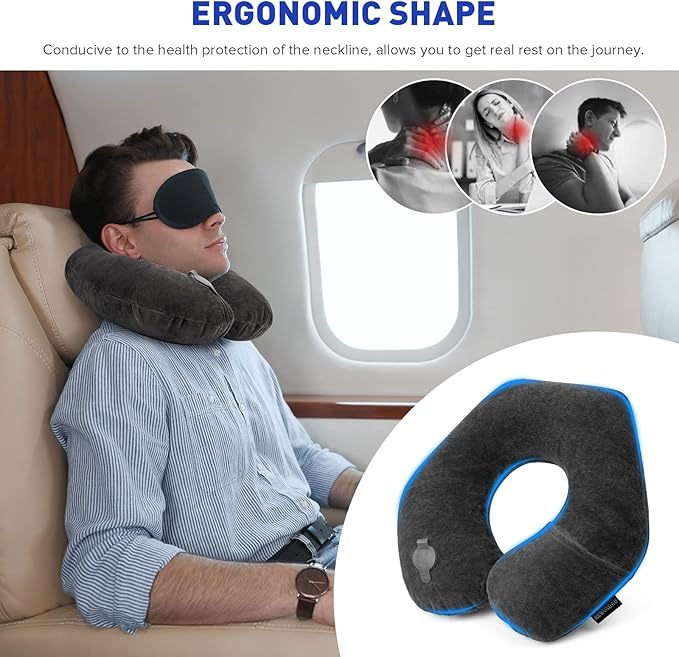 Almohada Inflable para Viaje U-Shape Acolchada Suave miniatura 3