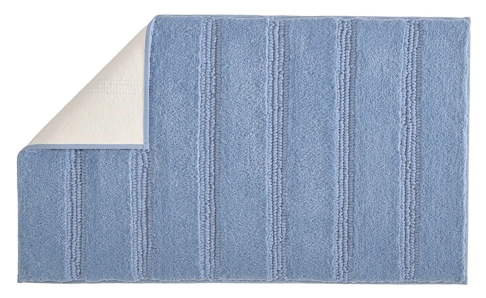 Kleine Wolke Badteppich Monrovia Schiefer 70 x 120 cm | OEKO-TEX zertifiziert, rutschhemmende Unterseite, für Fußbodenheizung, maschinenwaschbar, 100% Polyester