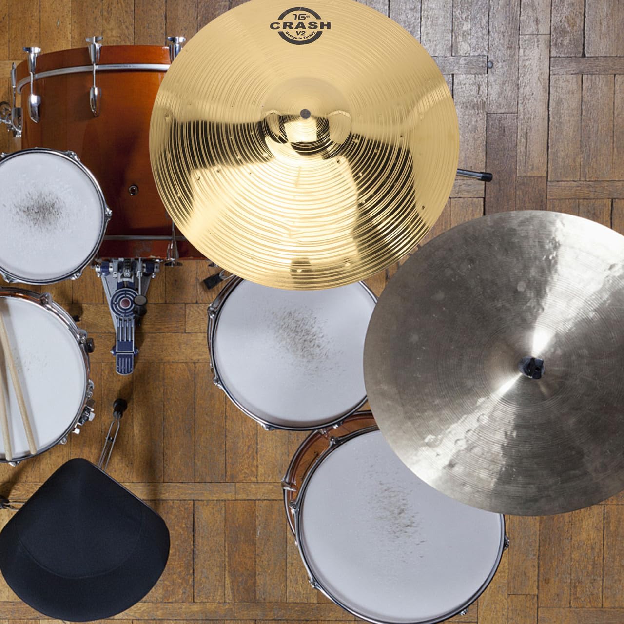 Vaguelly Crash Piatti in Ottone 40 cm Drum Set Piatti a Percussione per Principianti e Studenti