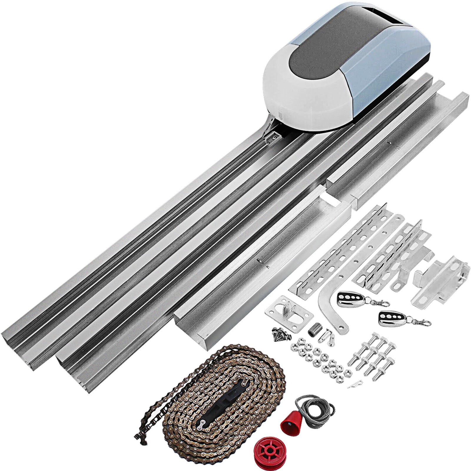 Garagentorantrieb für Schwing- & Roll-Tore bis 15m², Fähiger Garagentoröffner - 1000 N Zugkraft Toröffner mit 2 Handsendern, Stahlketten-Technik, inkl. Laufschiene und Montagematerial