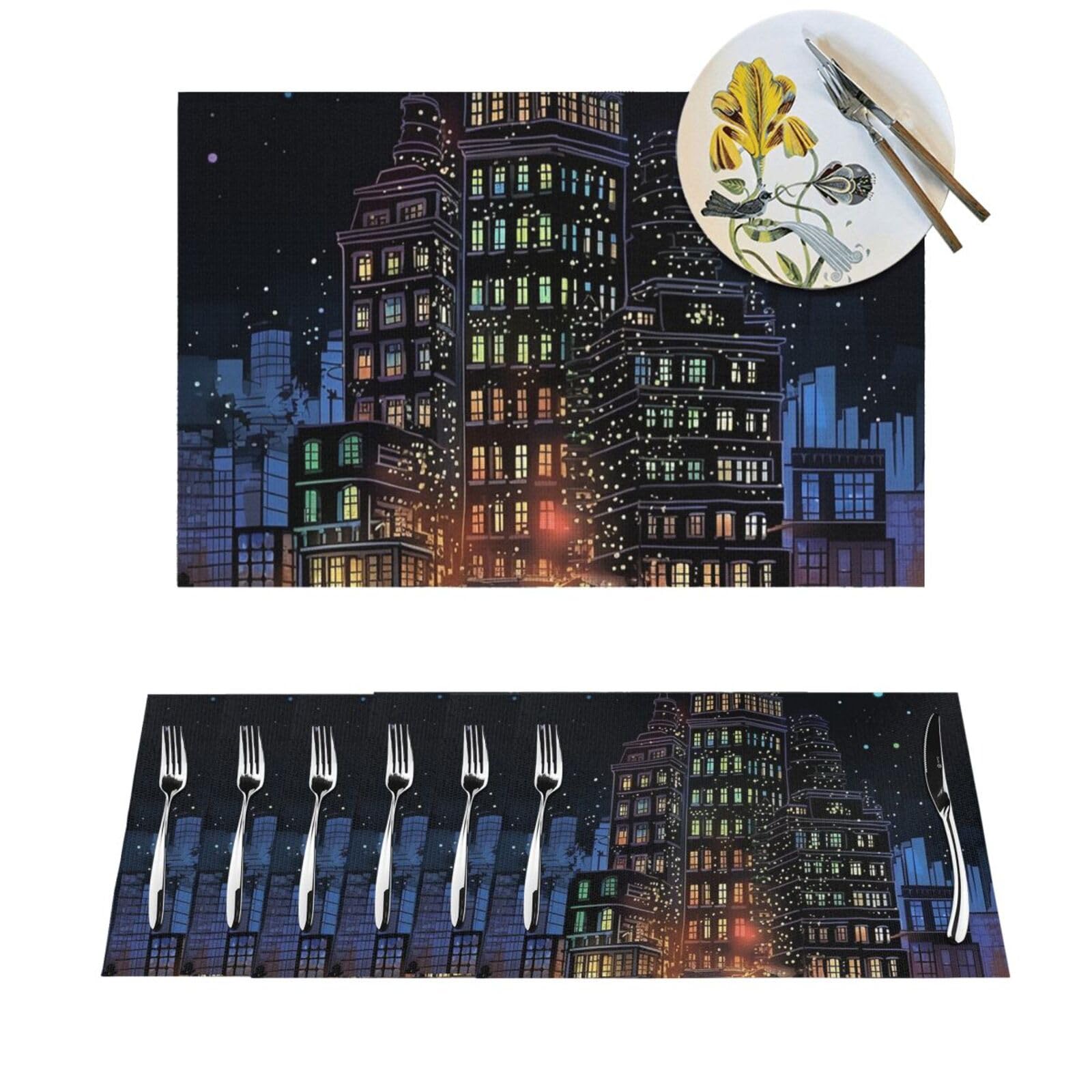 Set de table PVC tressé lavable (lot de 6) de 30x45 cm pour salle à manger
