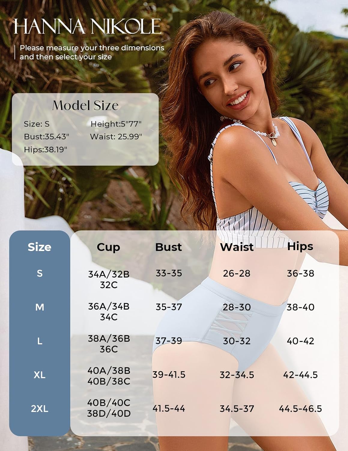 Hanna Nikole Women's Bikini Sets High Waisted, 2 Piece Bathing Suit Tummy Control, Push Up Cutout Ruched Swimsuit Beachwear - Image 5