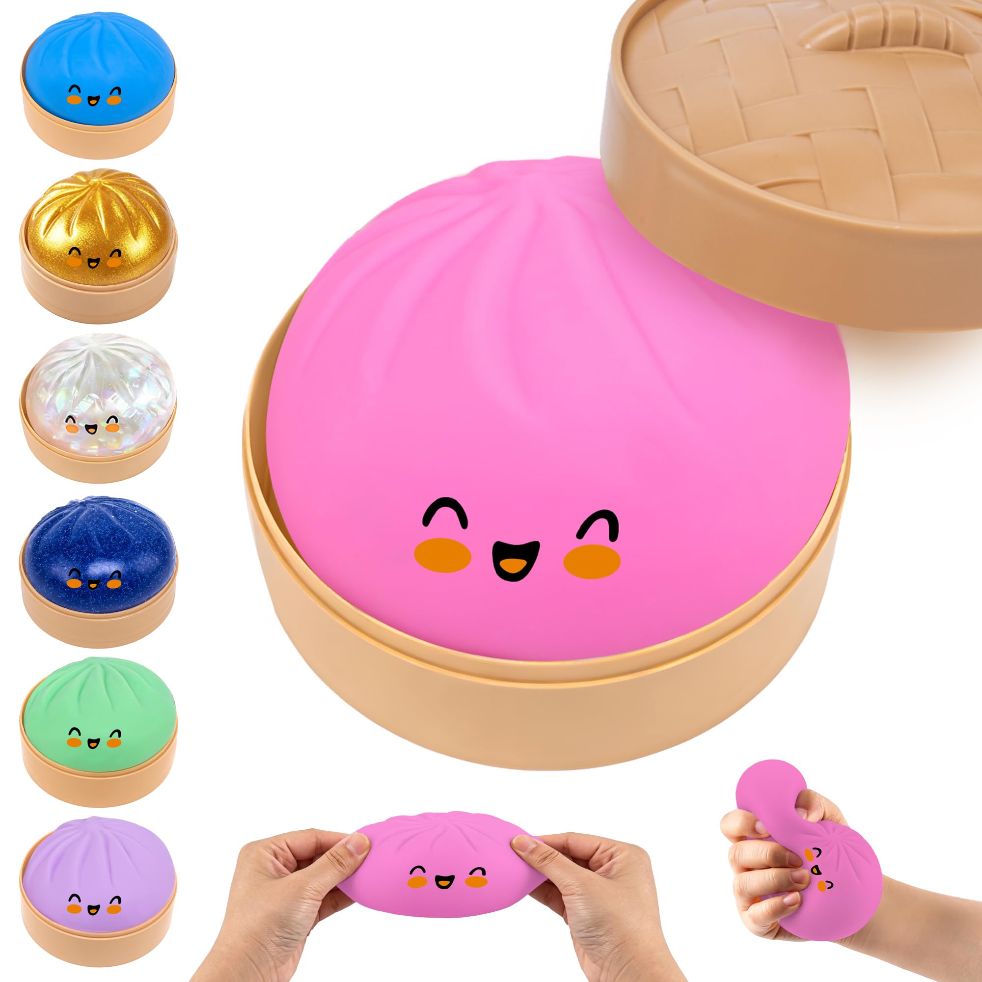 Glitter Dumpling Squishy Toy, Soft Squeeze Sensory Toys for Stress Relief and Anxiety, Stocking Stuffers Viral Squishy Dumpling Toy Fidget Toys for Kids 3+ and Adults — image 1