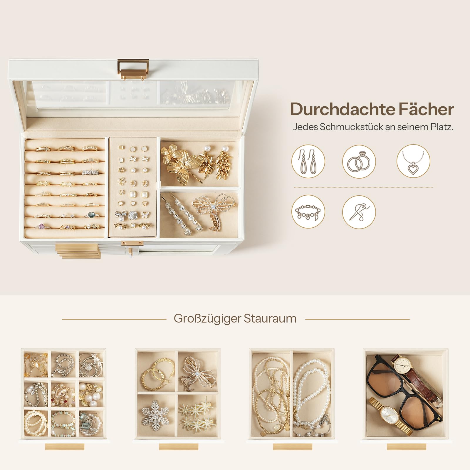 HOOBRO Schmuckkästchen, Schmuckbox, Schmuckaufbewahrung, Schmuckschatulle