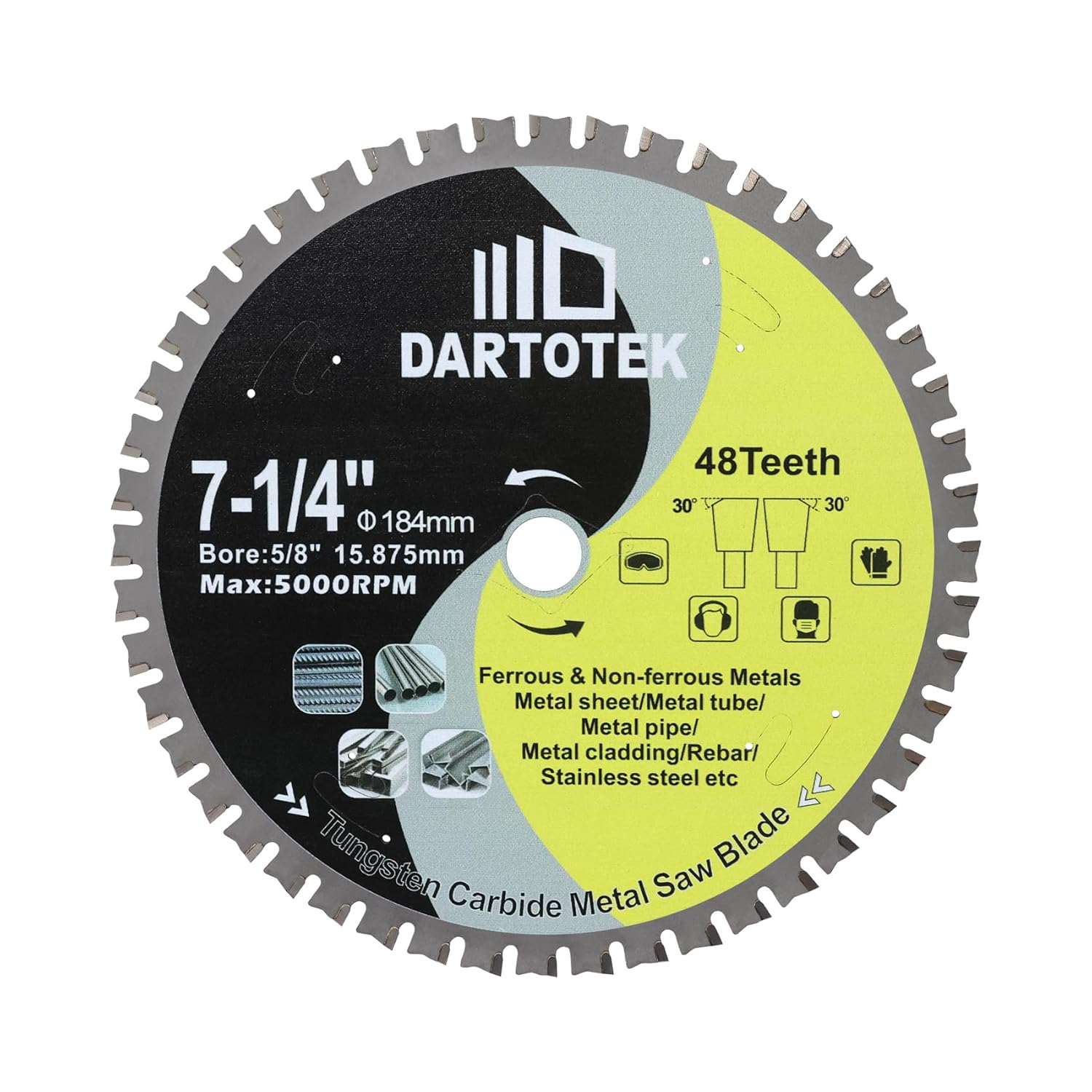 SHDIATOOL Diamond Grinding Disc for Granite Marble Diamond Cutting Wheel Saw Blade and 7-1/4"/184mm Metal Cutting Disc, DARTOTEK Circular Saw Blade 48T,Tungsten Carbide Tipped TCT Cut Off Wheel