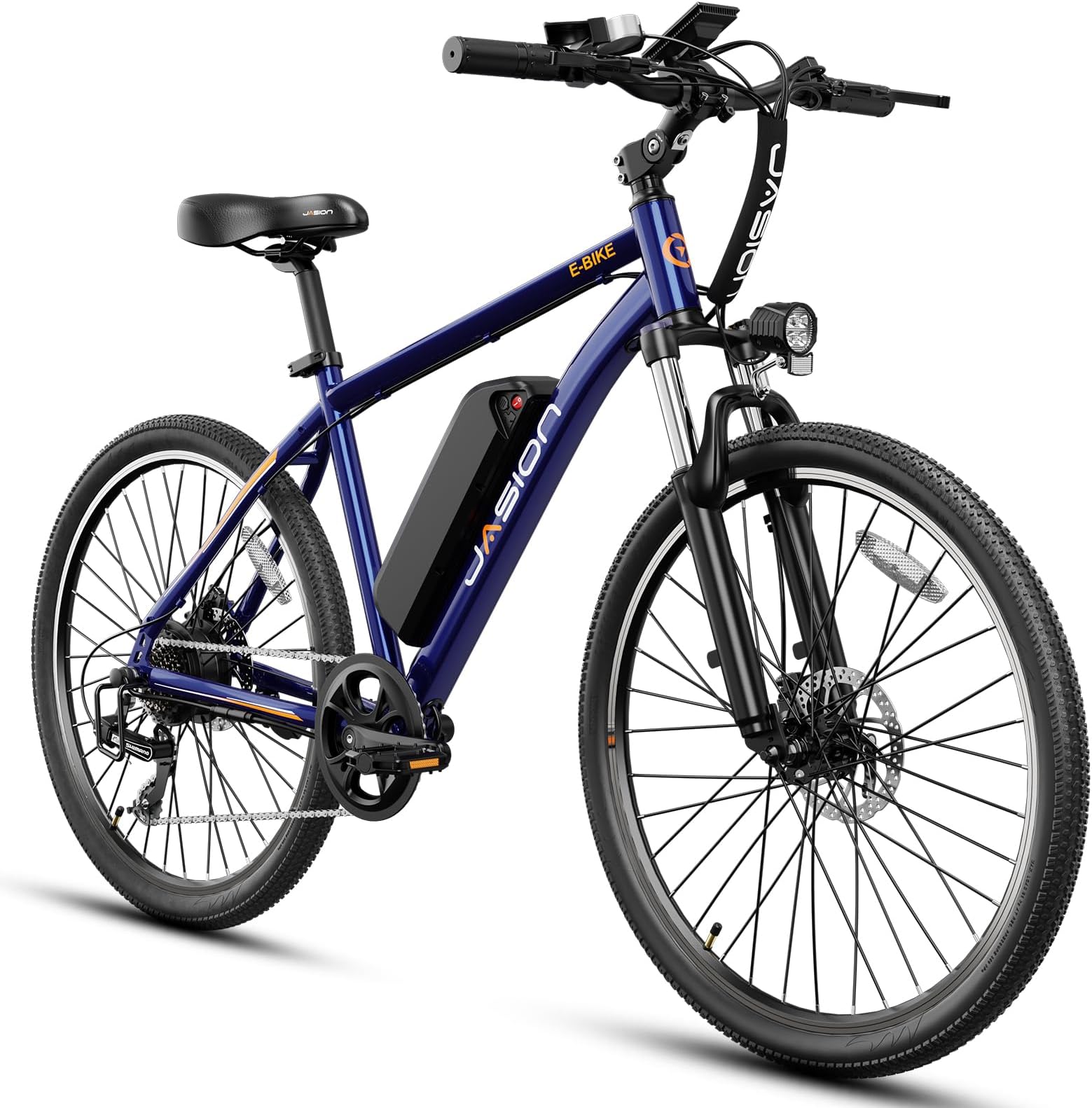 Jasion EB5 Electric Bike for Adults with Peak 1000W Brushless Motor, 40Miles 20MPH Commuting Electric Mountain Bike with 500Wh Removable Battery, 7-Speed, 26" Tires and Front Fork Suspension