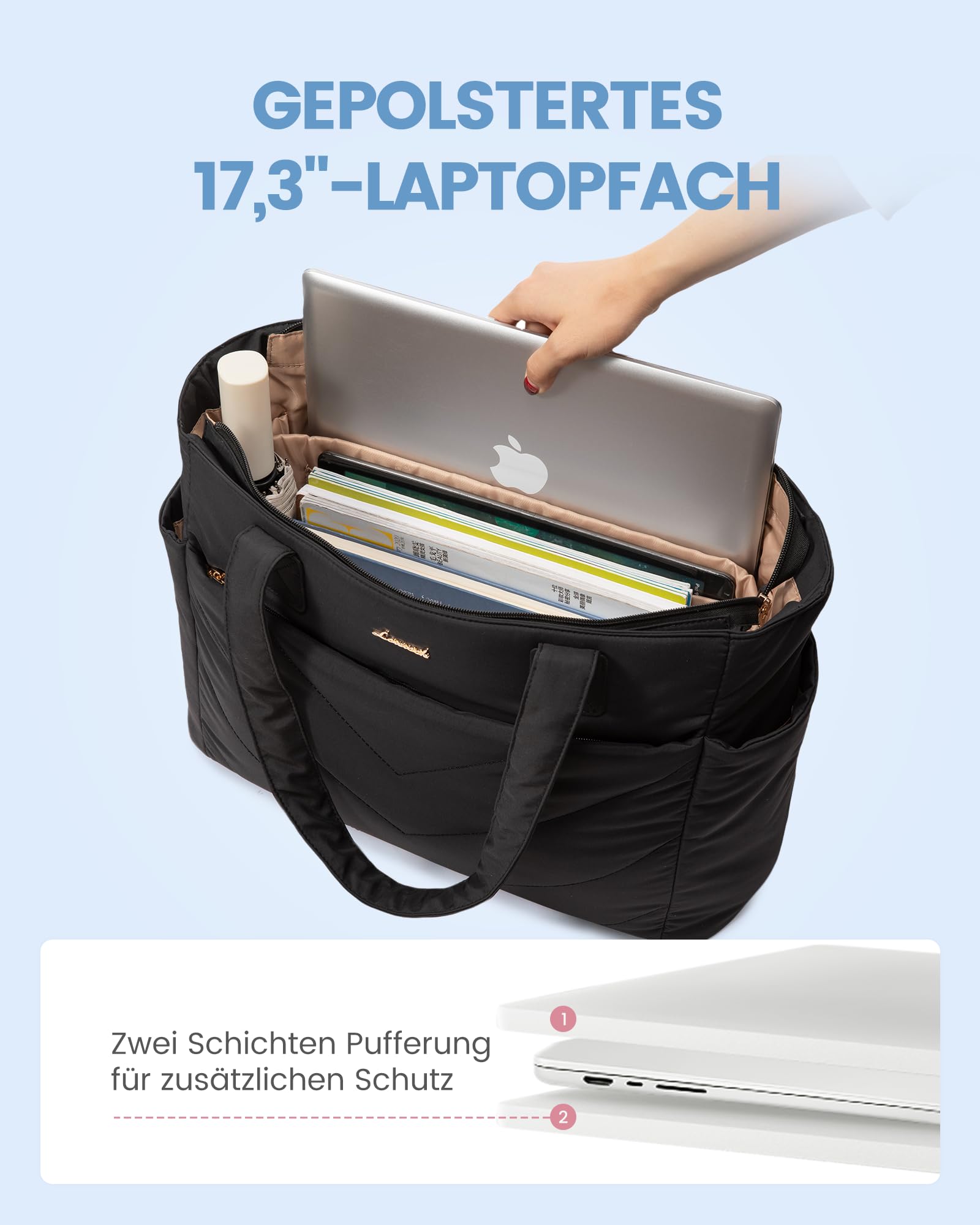 LOVEVOOK Laptoptasche Damen 17,3 Zoll, Shopper Tasche Handtasche