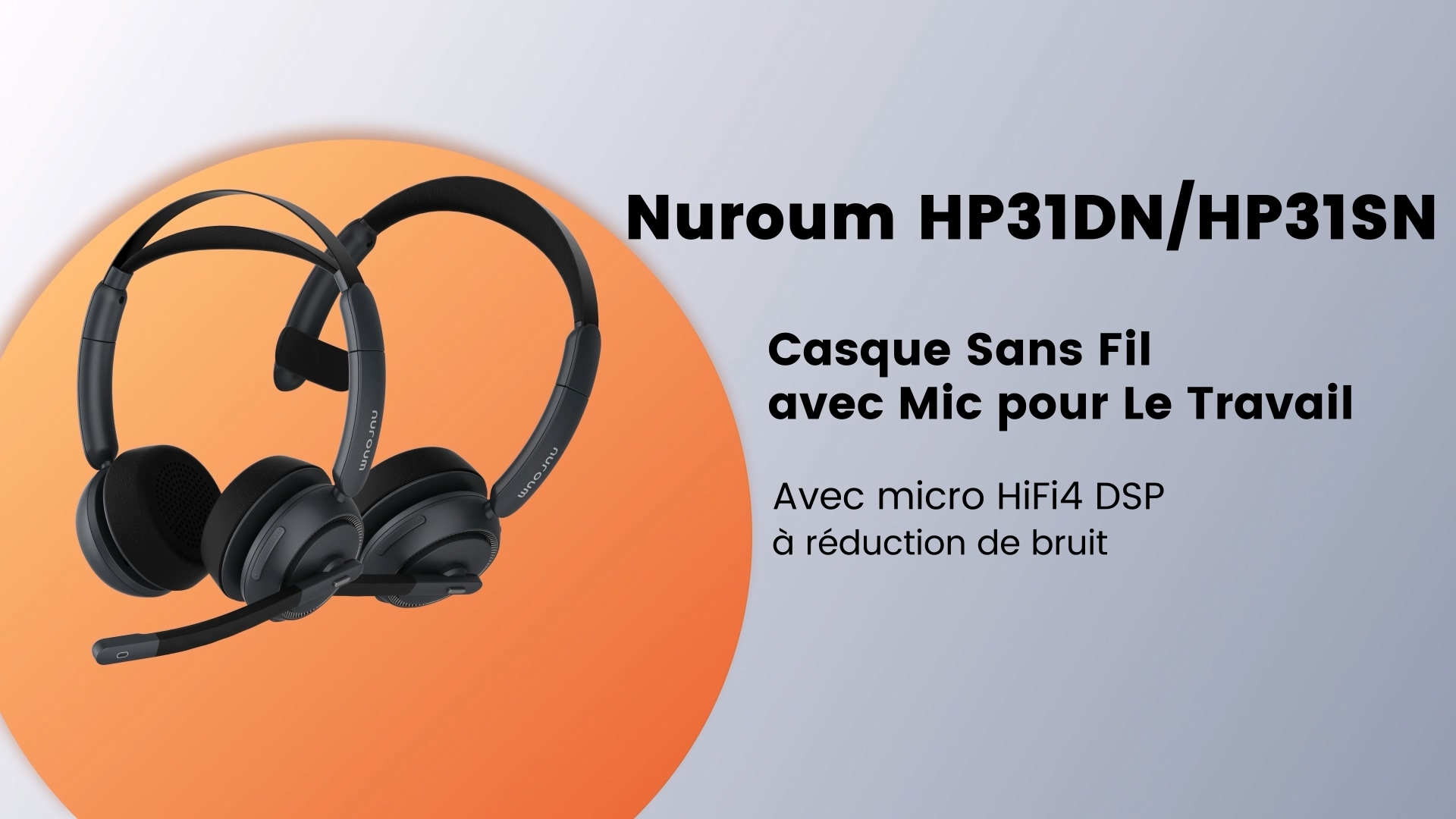 Casque Bluetooth Professionnel Nuroum HP31D - Réduction Bruit ENC, 45h Autonomie - Pour Télétravail, Appels - 4