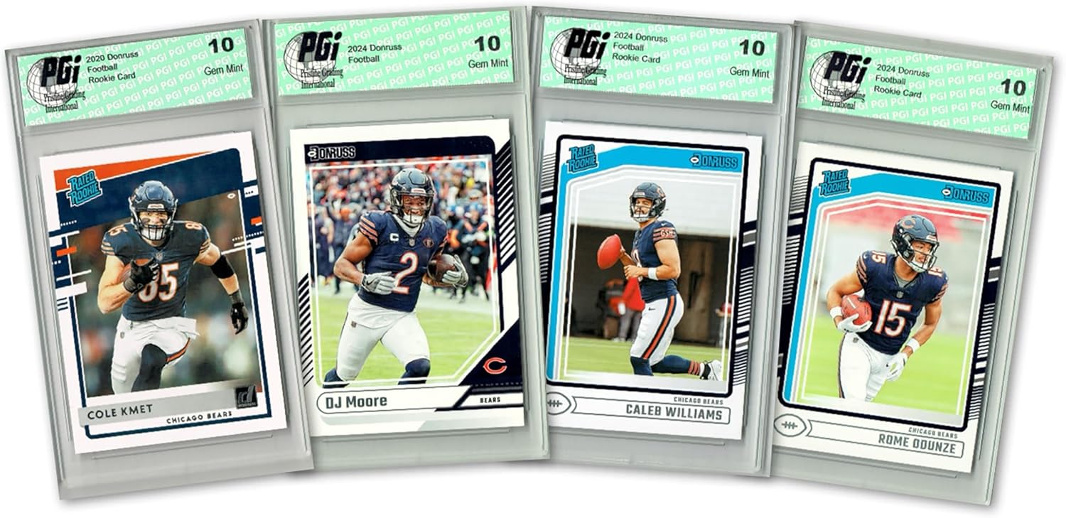 4) Chicago Bears PGI 10 Donruss Football 2024 Graded Trading Card Team Set