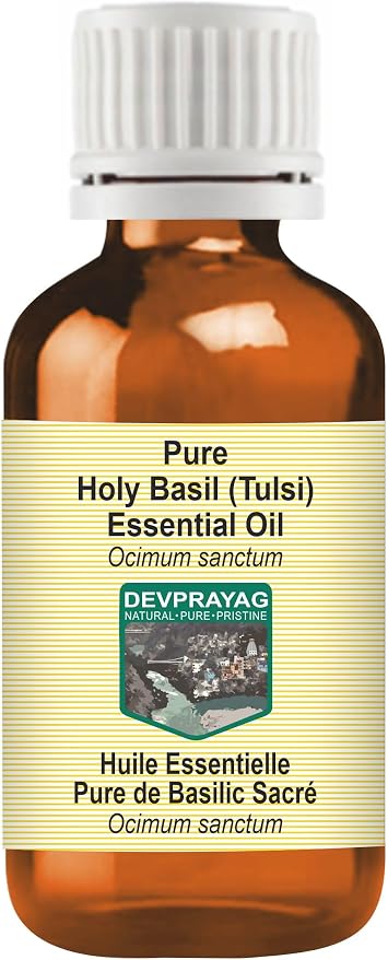 Holy Essential Oil Ocimum Sanctum Pure | Non-Sticky | Non-Greasy | Lightweight | Men & Women | All Skin Types | Steam Distilled 15ml 0.5 oz
