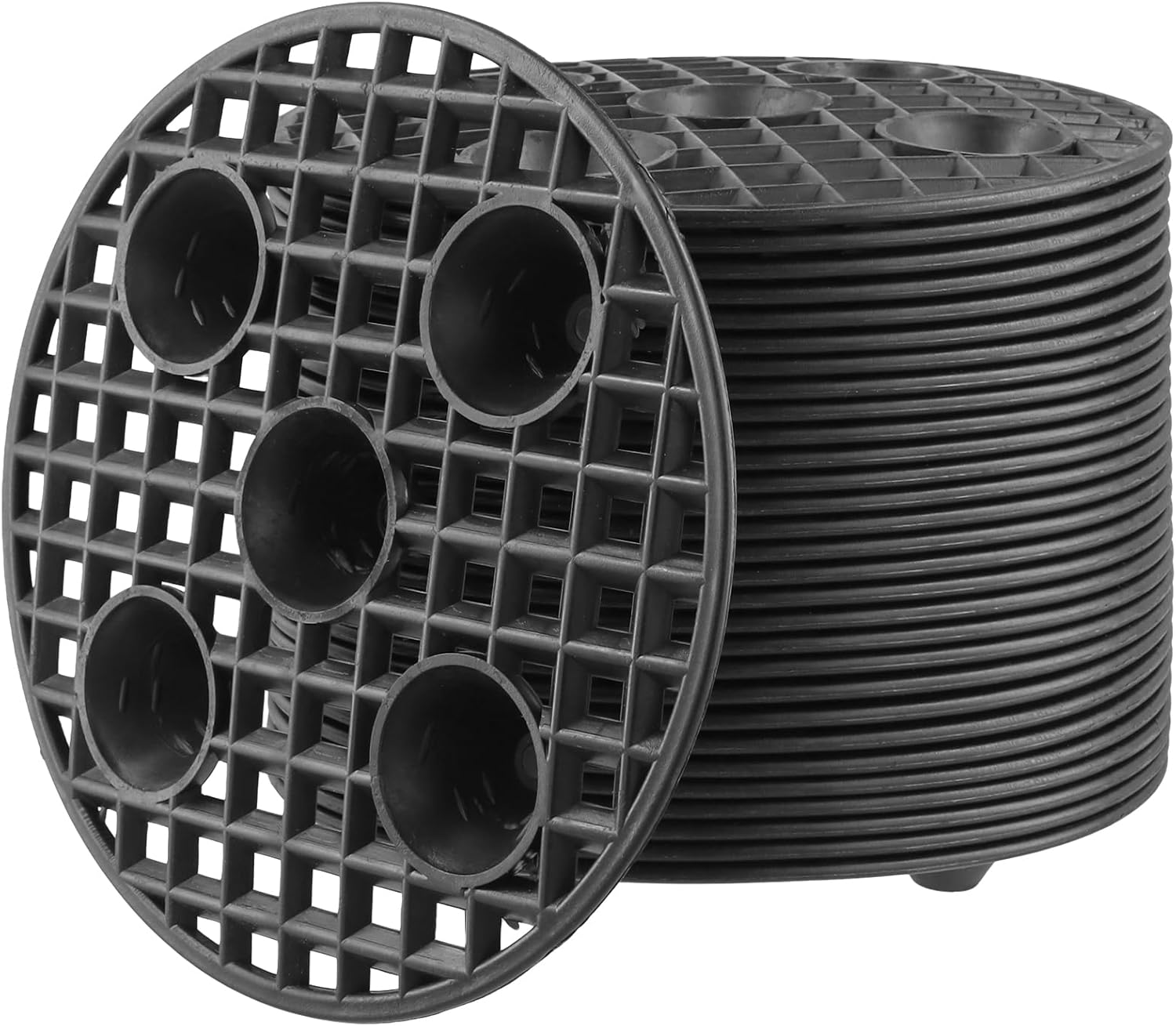 HAKZEON 30 PCS 8 Inch Plastic Potted Plant Stands, Plant Level Pot Elevator, Black Plant Saucer Riser, Plant Stand for Indoor Outdoor Patio Garden Flower