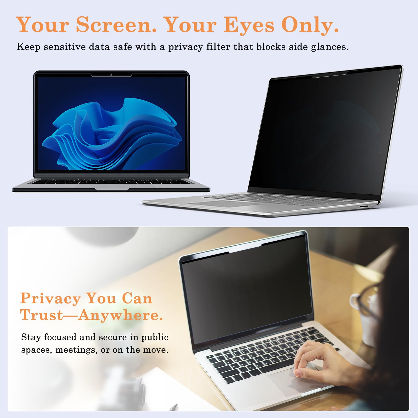 Privacy Pellicola Protettiva per Laptop 15.6" 16:9, Rimovibile Anti-Riflesso Anti-Graffio Luce Blu Protezione per Schermo, Filtro Privacy Magnetico Ultrathin per Lenovo/Dell/Huawei/HP/Asus