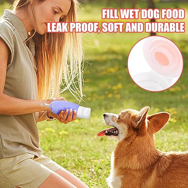 Foto 6 de 8 de Tubo de comida para llenar perros, botellas de viaje de silicona, manguera de agua de 90 ml para mascotas