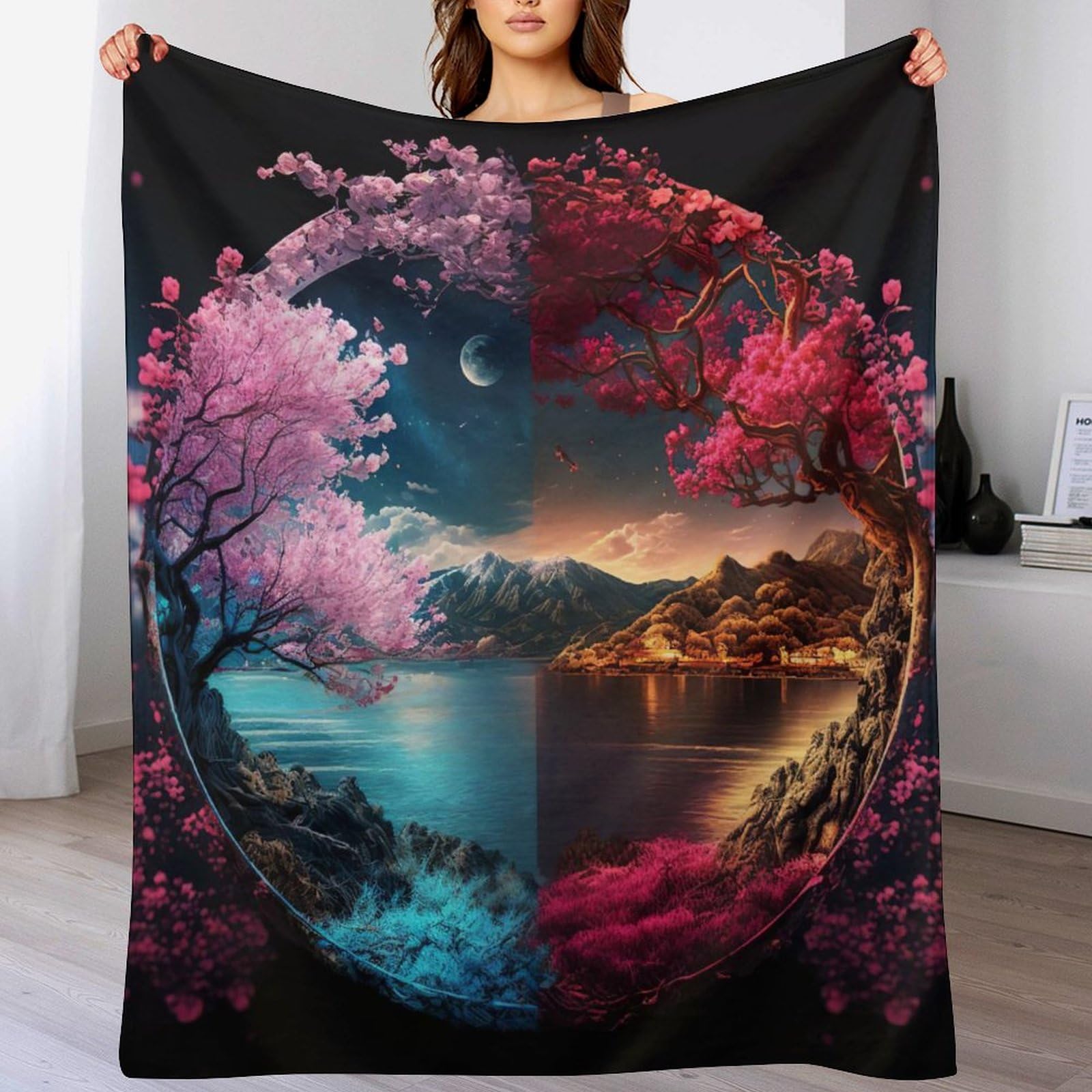 Couverture en flannel lit finition art Japon premium 100x130