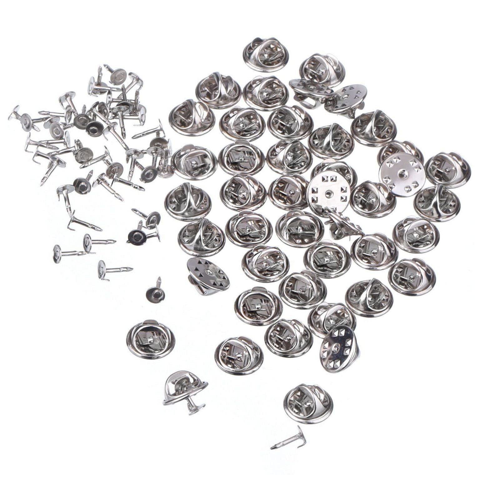 DOITOOL 250pezzi Spille Per Cravatta Con Base Clutch Nickel Accessori Per Fai Da Te e Sostituzione Per Spille e Distintivi Facili Da Usare