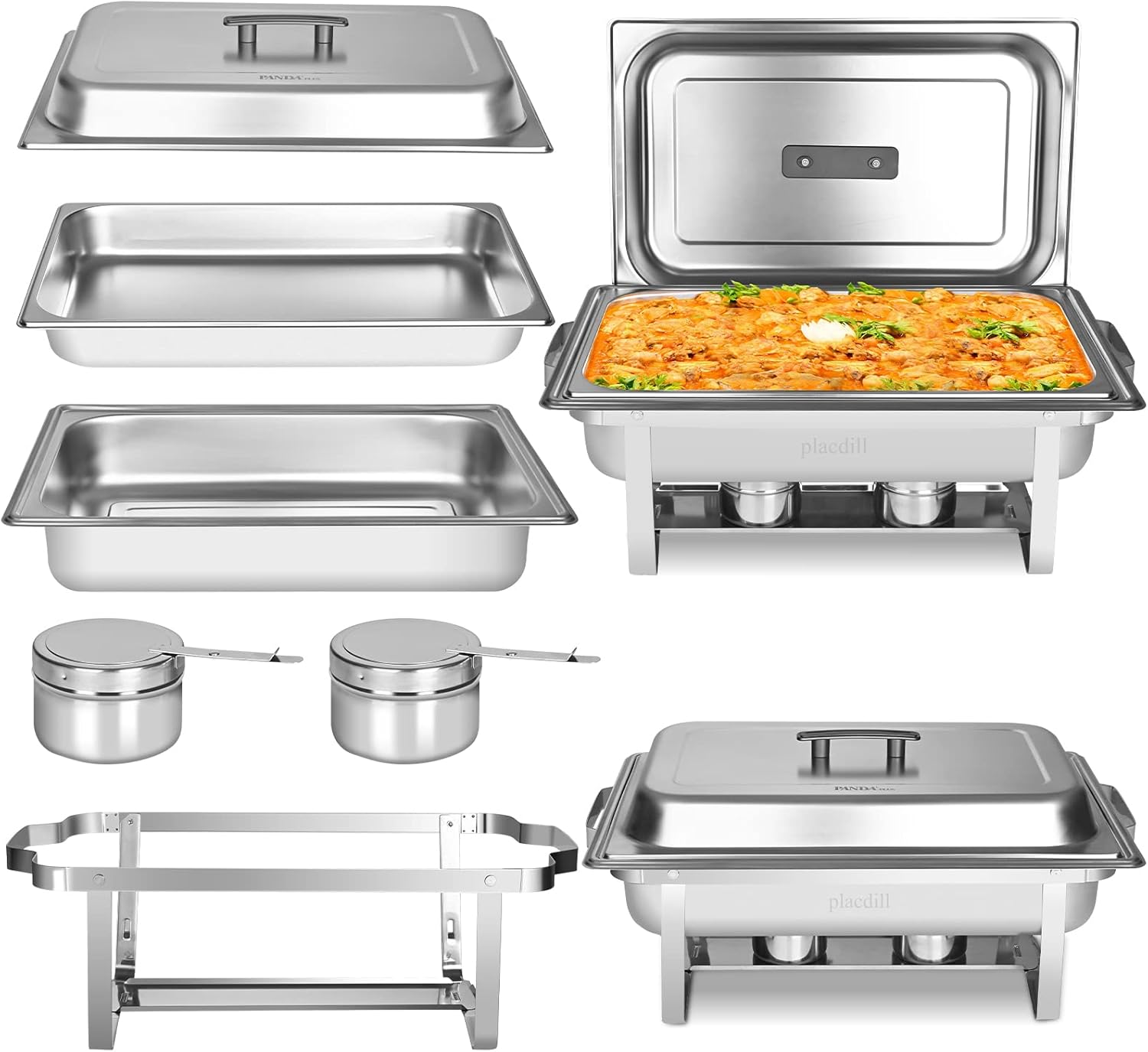9 QT Chafing Dish Buffet Set, 2 Pack Full Size Stainless