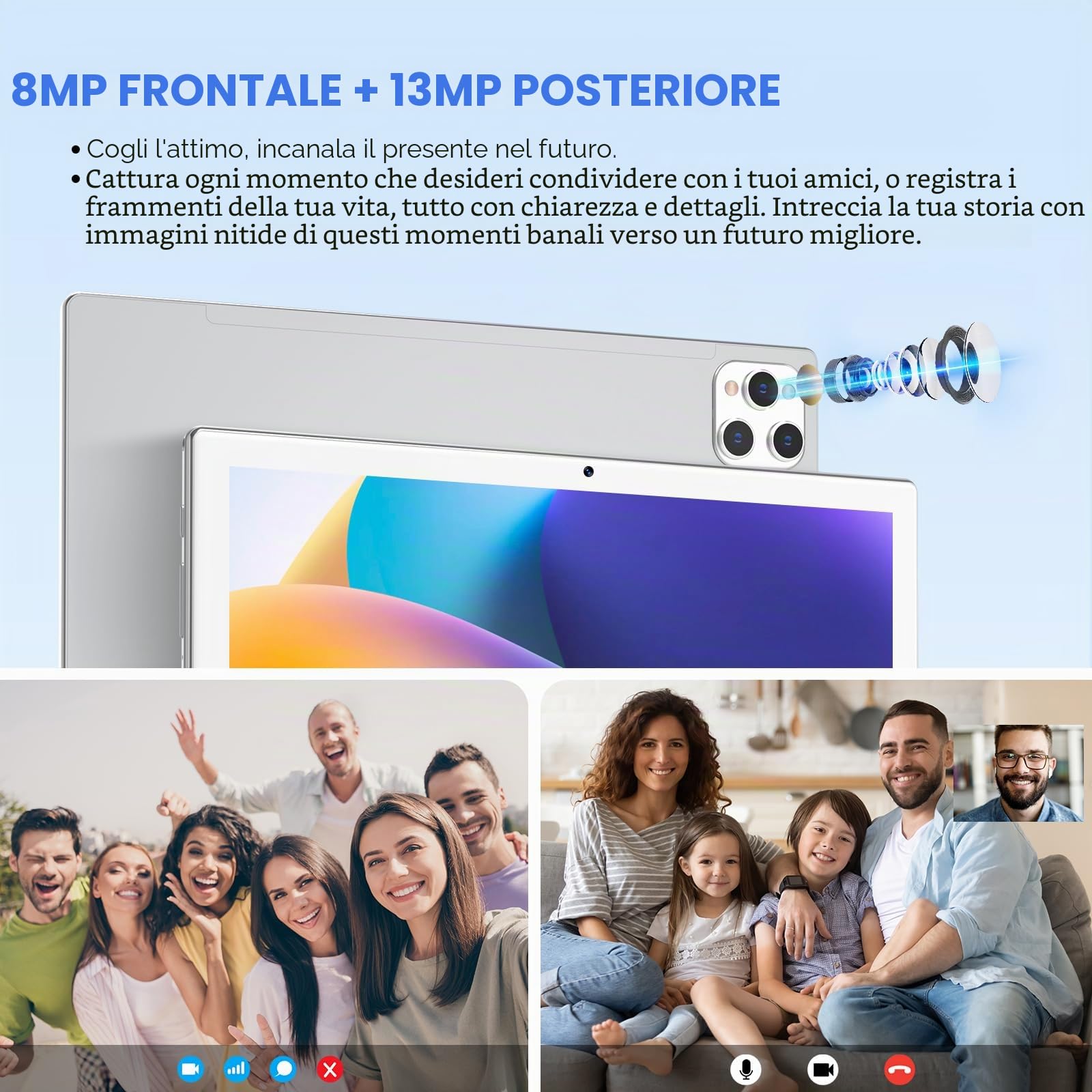 ANTEMPER Tablet 10 Pollici, 2024 Newest Android 13 Tablet PC, Octa-Core 16GB RAM+128GB ROM (1TB TF), 5G WiFi, Bluetooth 5.0, GPS, Tablet 2 in 1 con Tastiera, Penna, Mouse, Argenteo