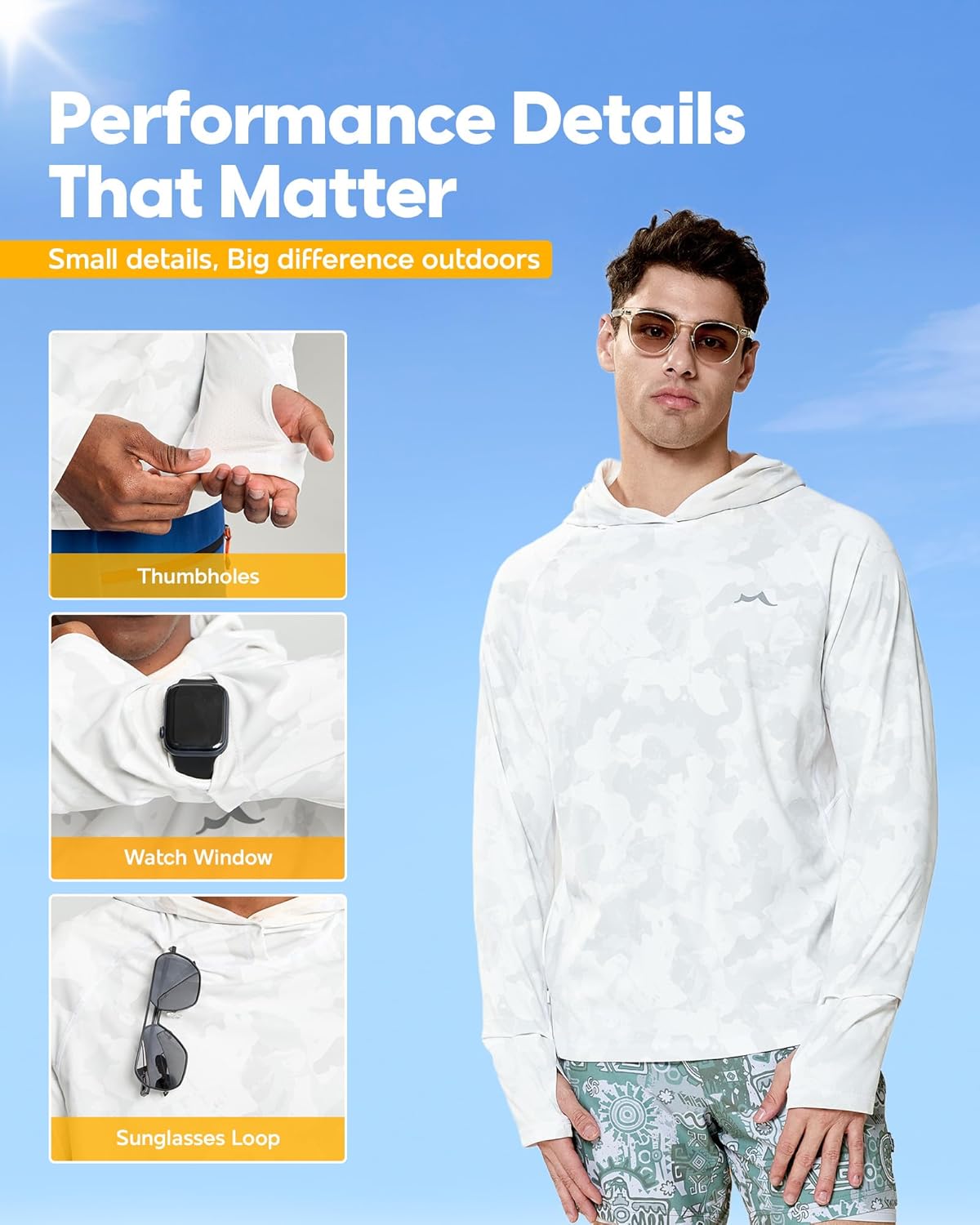 maamgic Men’s UPF 50+ Fishing Shirt Sun Hoodie with Detachable Face Mask, Long Sleeve UV Rash Guard - Image 6