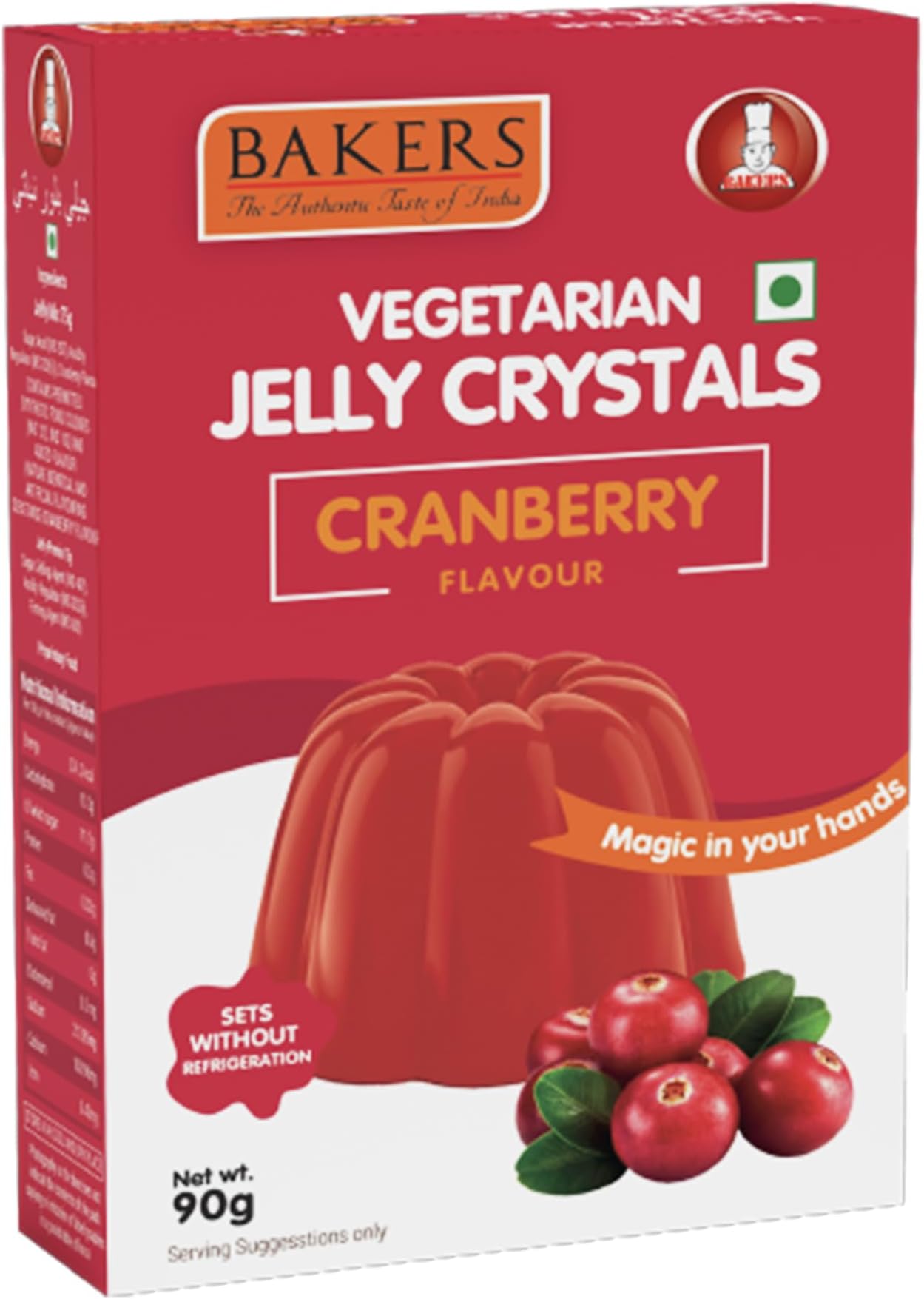 BAKERS Jelly Crystals Cranberry Flavour Ready to Make Pack of 3 (90 gm x 3)