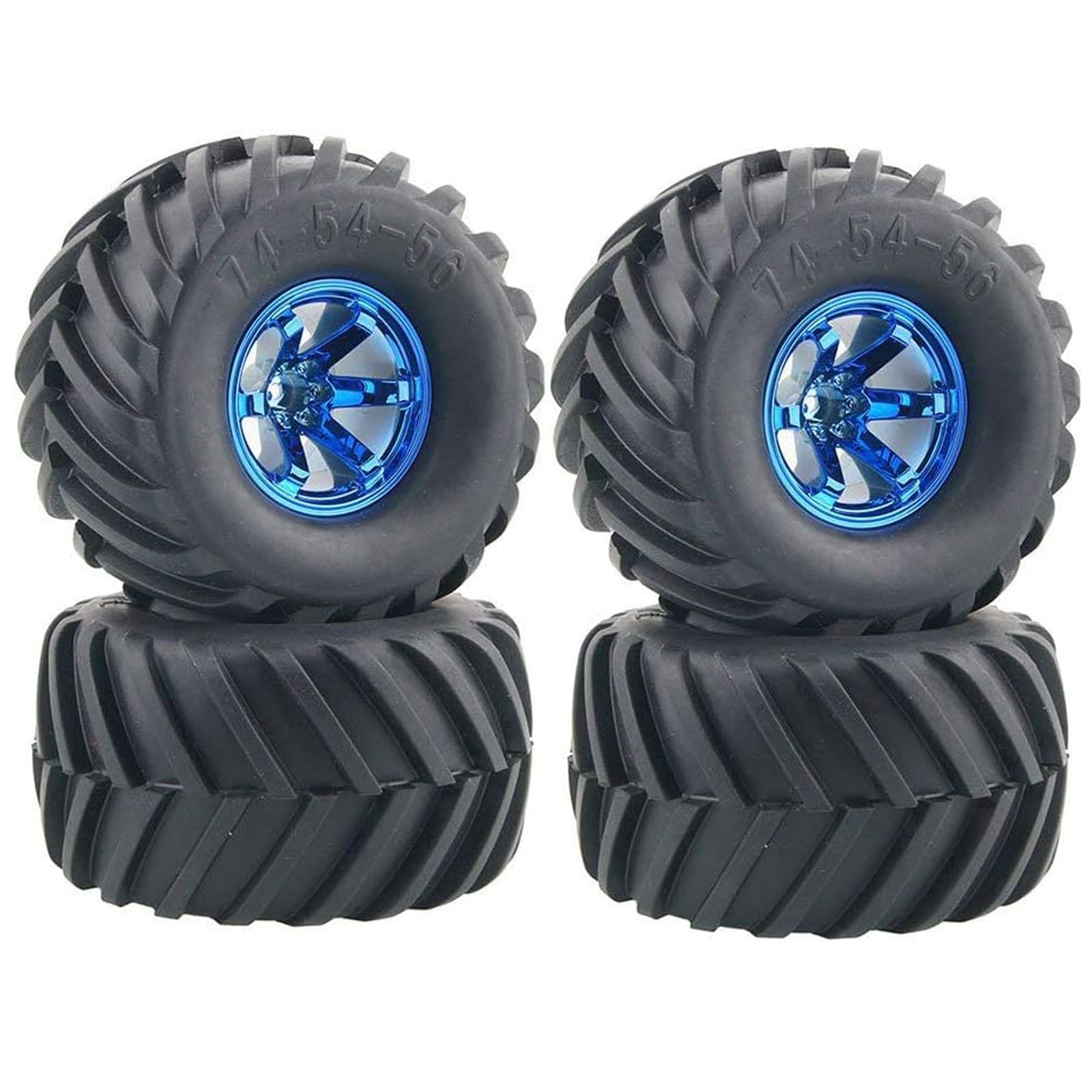 KINGCOO 4PCS RC Truck Tires 135MM Rubber Tyres and Plastic Wheel Rims Accessories for Monster Truck 1/10 RC car for HSP HPI Tamiya Kyosho Truggy (Blue)