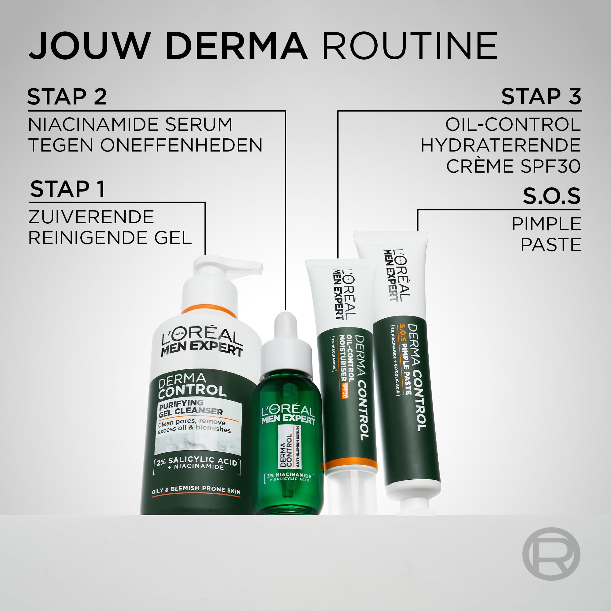 L'Oréal Paris Men Expert Derma Control Oczyszczający Żel do Mycia Twarzy z Niacynamidem, 260 ml